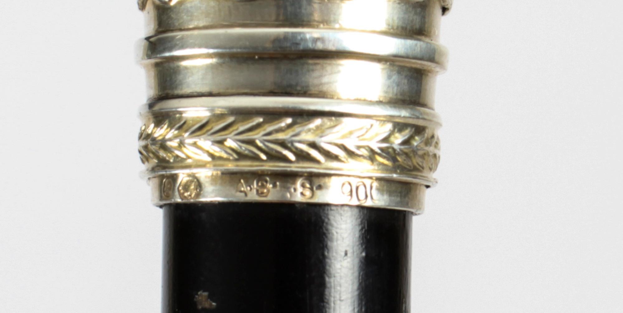 Antique Austrian Amethyst Sterling Silver Walking Stick Cane Adam Schied 1900 10