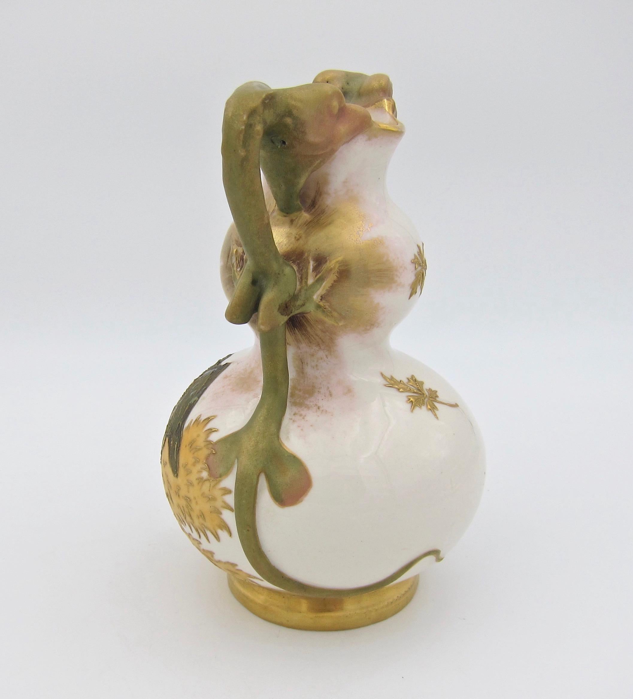 Antique Austrian RStK Amphora Ivory Porcelain Vase with Dragon Handles In Good Condition In Los Angeles, CA