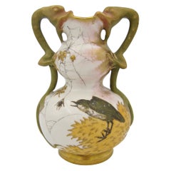 Antique Austrian RStK Amphora Ivory Porcelain Vase with Dragon Handles