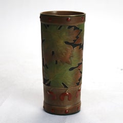 Antique Austrian Amphora Teplitz Pottery Vase with Maple Leaf & Seed Pod Pattern