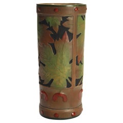 Antique Austrian Amphora Teplitz Pottery Vase with Maple Leaf & Seed Pod Pattern