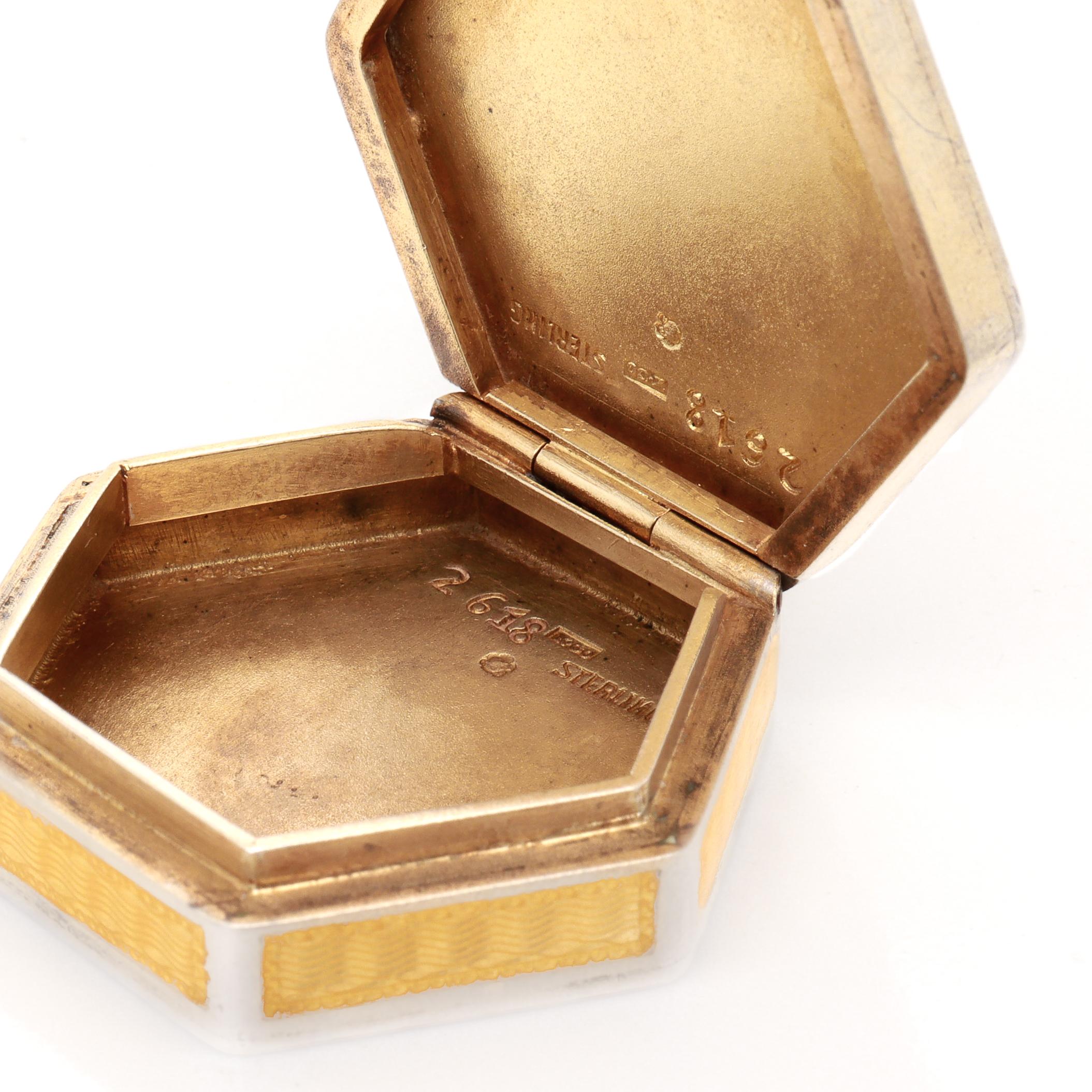 Antique Austrian Art Deco Guilloche Enamel & Sterling Silver Compact / Pill Box For Sale 9