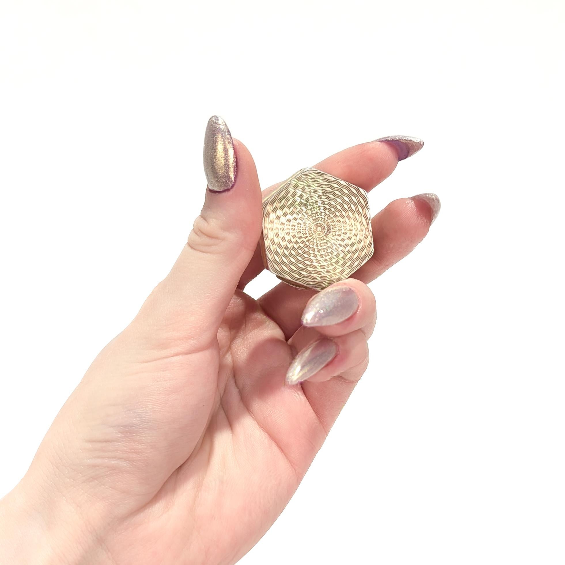 Women's or Men's Antique Austrian Art Deco Guilloche Enamel & Sterling Silver Compact / Pill Box For Sale