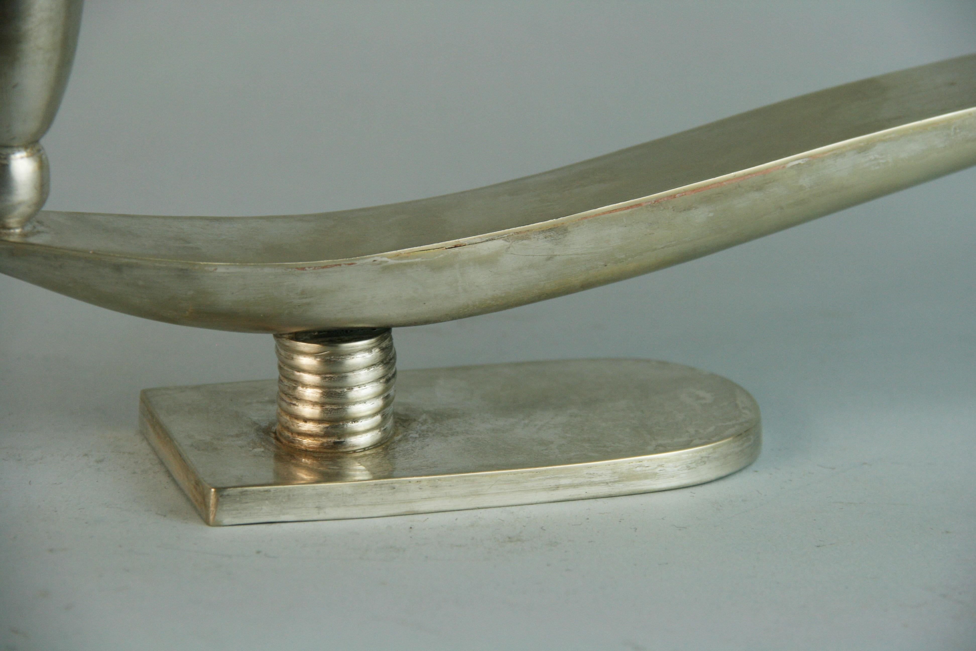 Early 20th Century Antique Austrian Art Deco Pair Alpaca Candle Holders 1920's For Sale