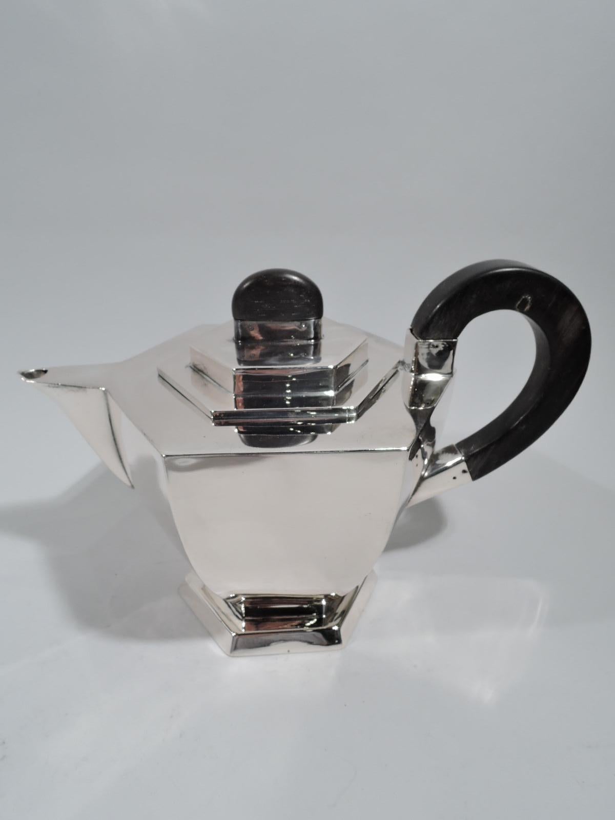 Antique Austrian Art Deco Silver 4-Piece Coffee and Tea Set on Tray 2