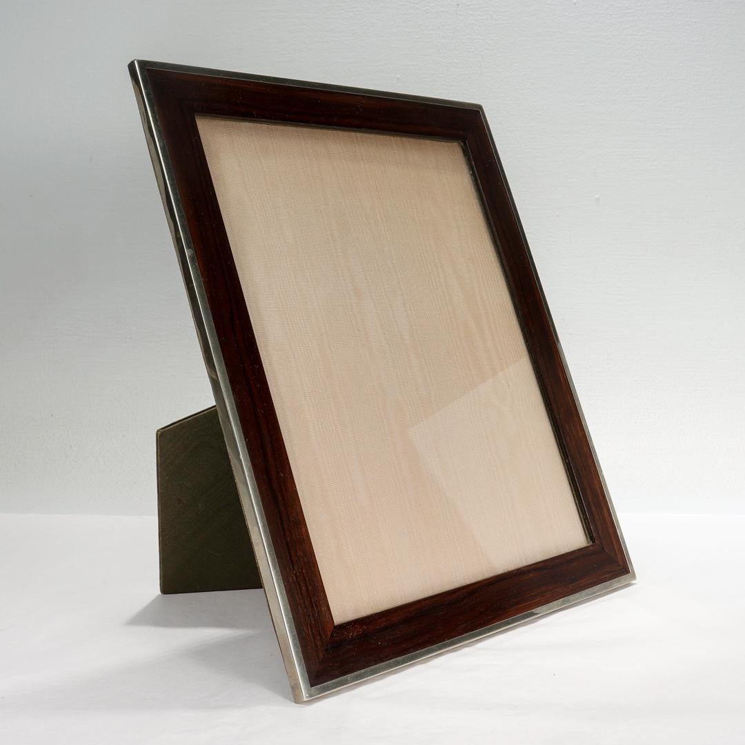 Antique Austrian Art Deco Walnut Wood & Silver Plated Desk Photo / Picture Frame For Sale 1
