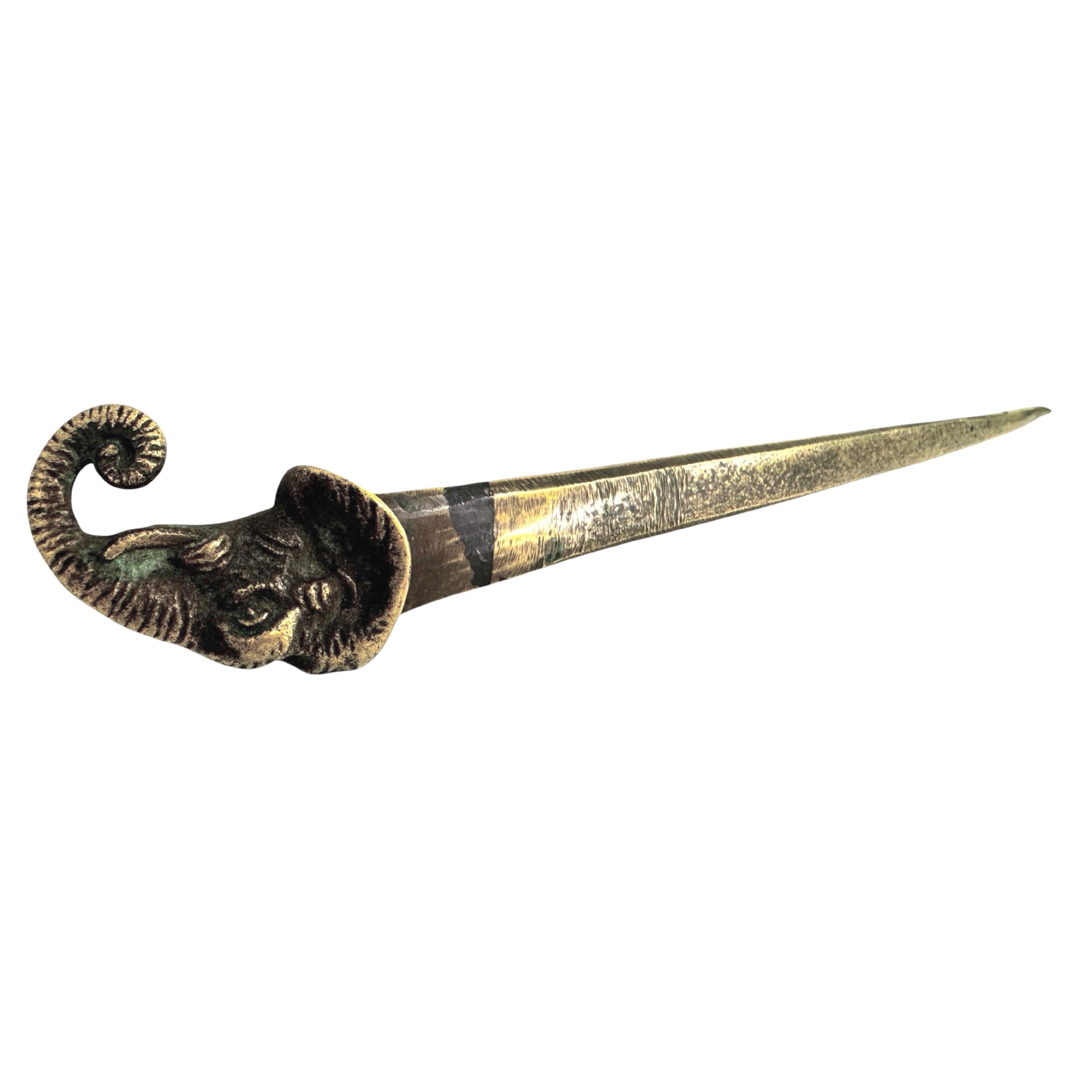 Antique Austrian Art Nouveau Bronze Elephant Motif Letter Opener, Bergmann 1910 For Sale