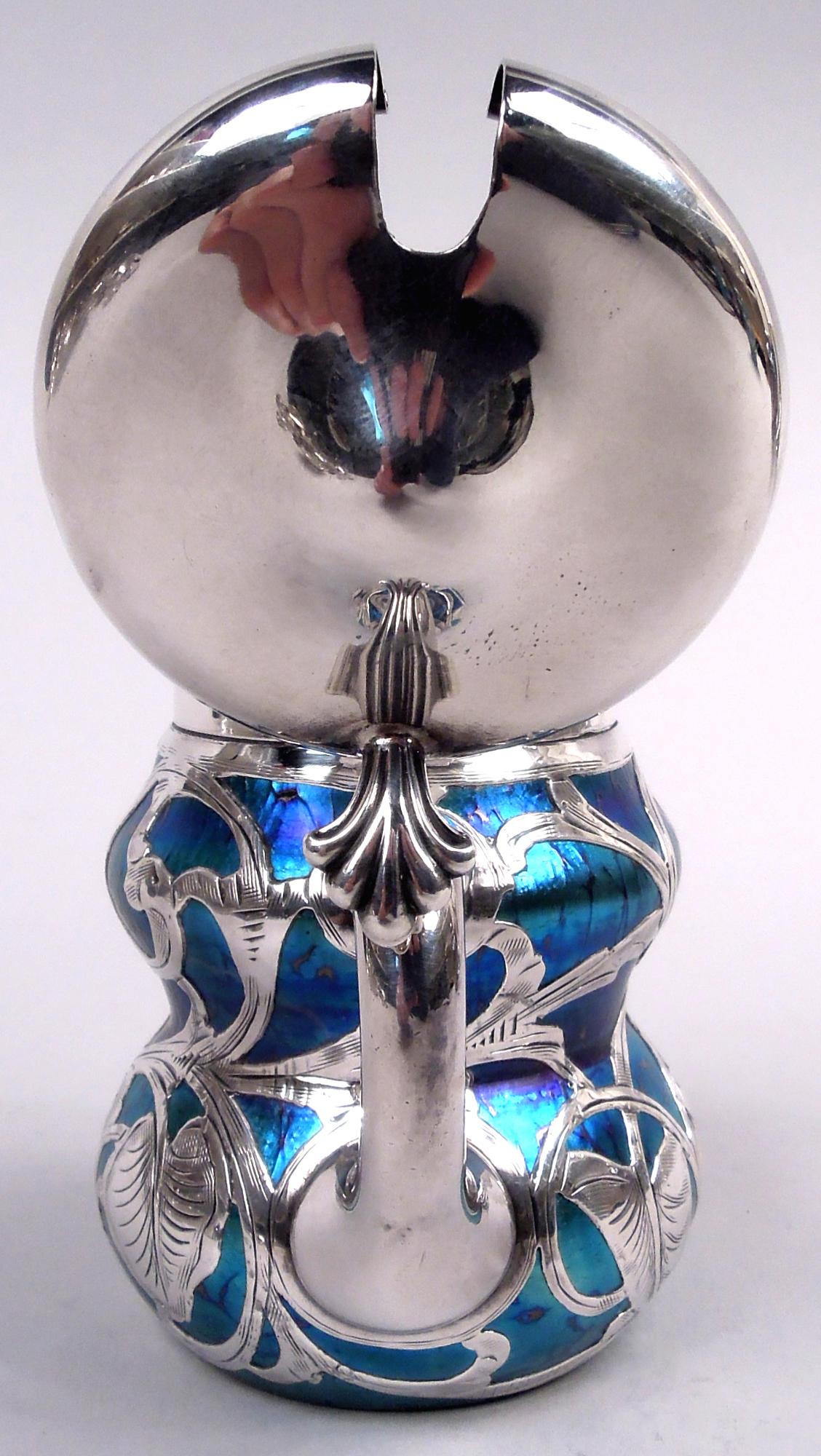Moutardier ancien autrichien Art Nouveau en argent irisé Bon état - En vente à New York, NY