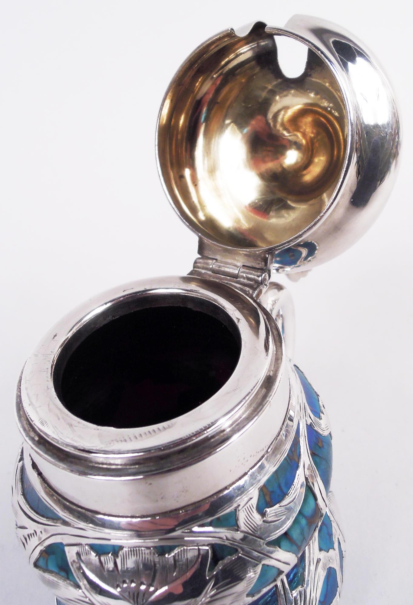 20ième siècle Moutardier ancien autrichien Art Nouveau en argent irisé en vente