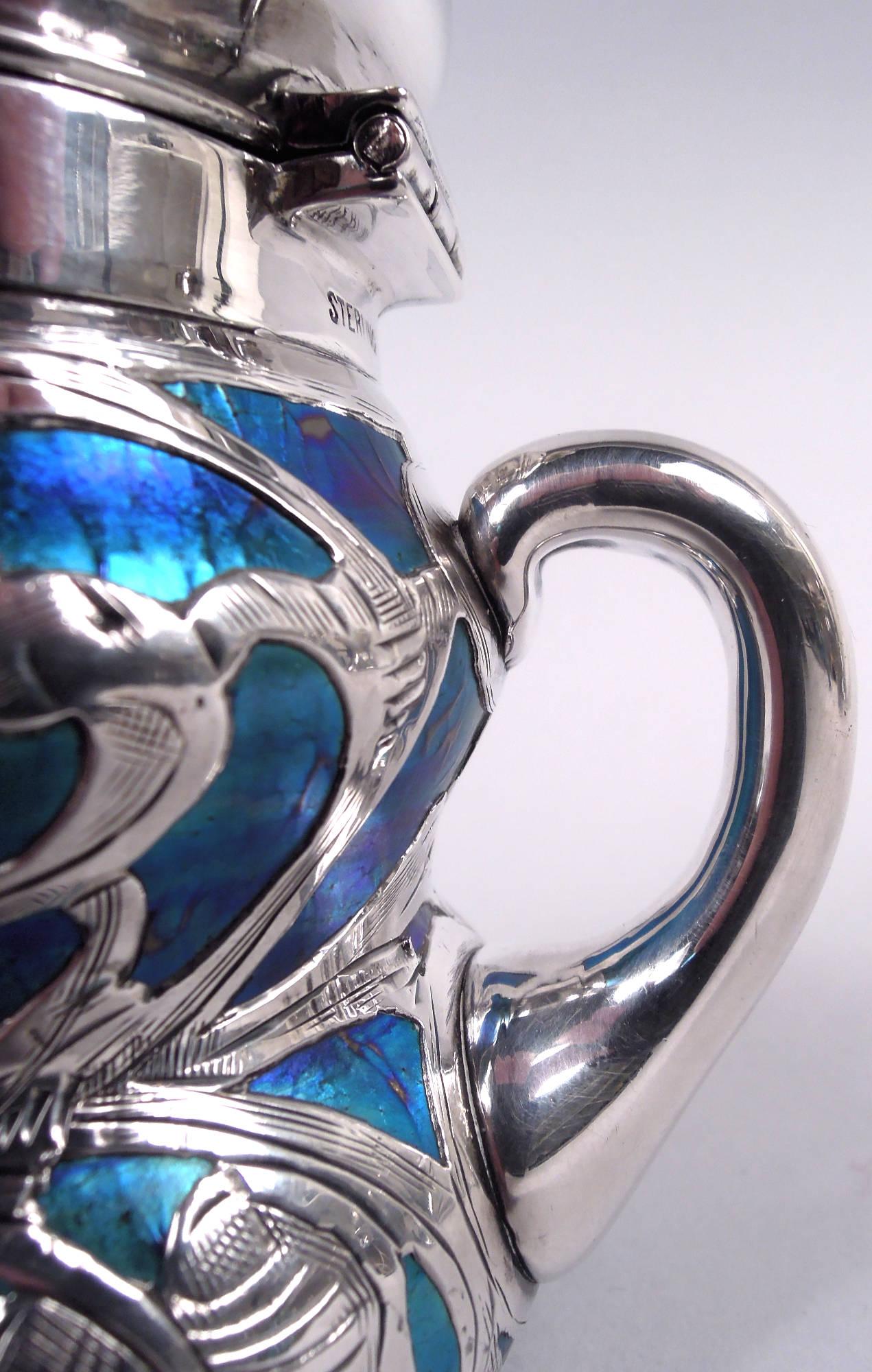 Argent Moutardier ancien autrichien Art Nouveau en argent irisé en vente
