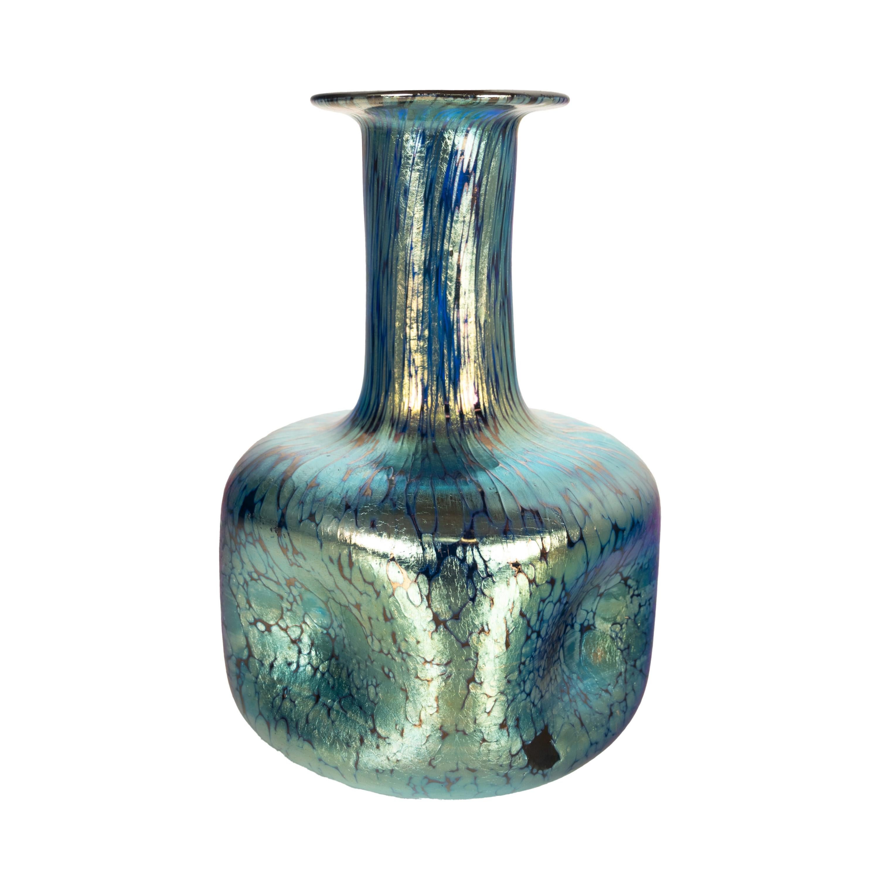 Autrichien Ancien vase d'art autrichien Art Nouveau Loetz bleu cobalt papillon 1900