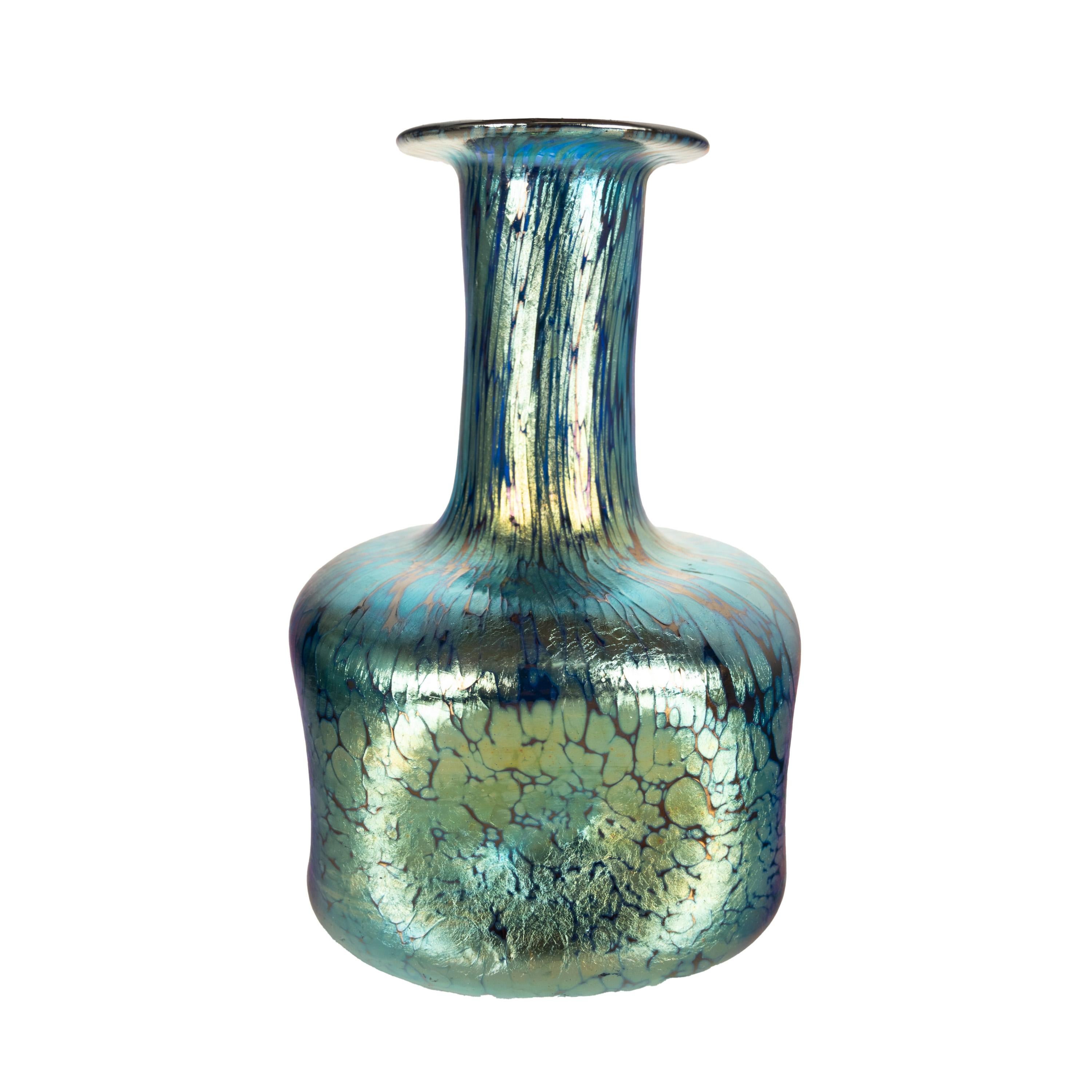 Ancien vase d'art autrichien Art Nouveau Loetz bleu cobalt papillon 1900 1