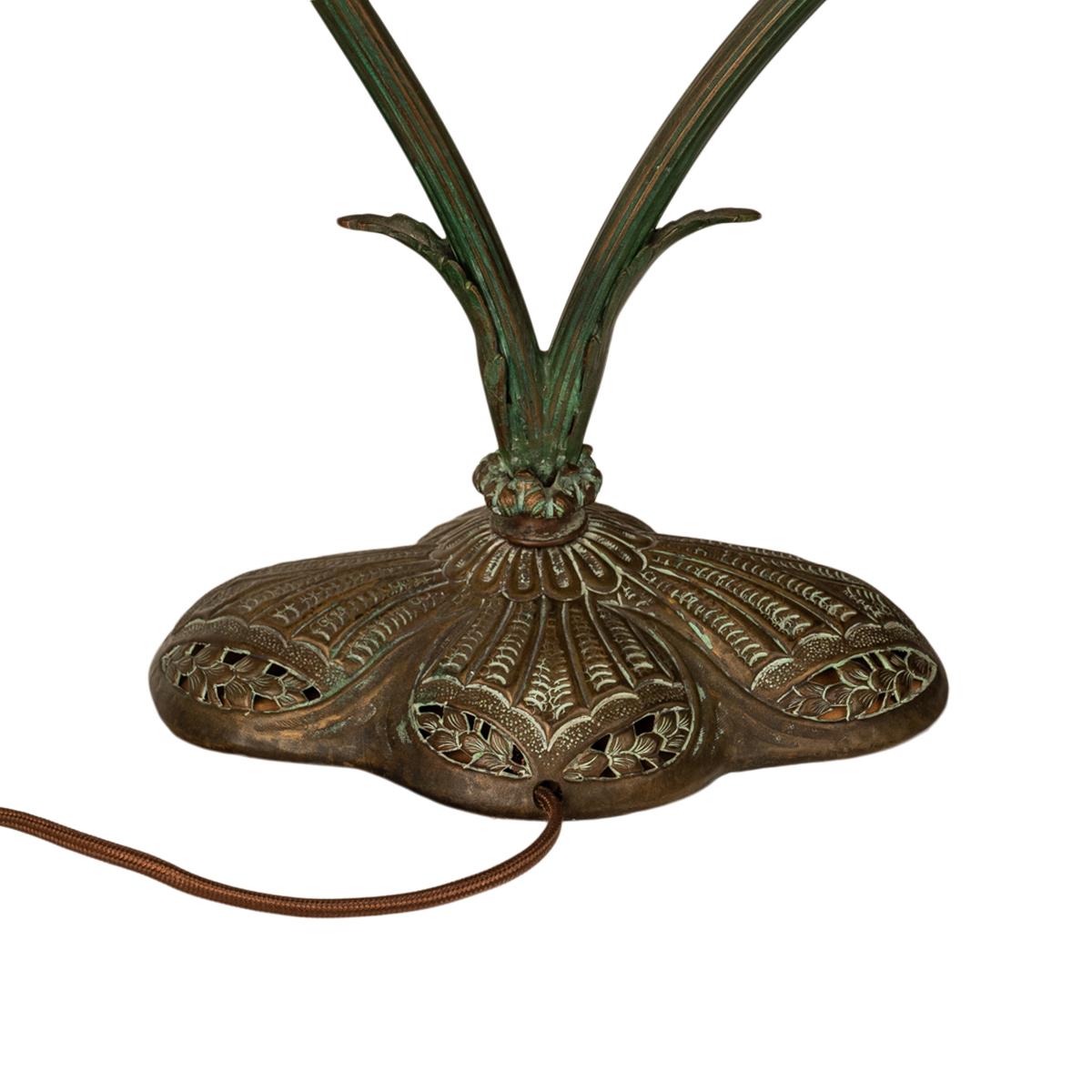 Antique Austrian Art Nouveau Organic Style Bronze & Glass Prisms Table Lamp 1900 3