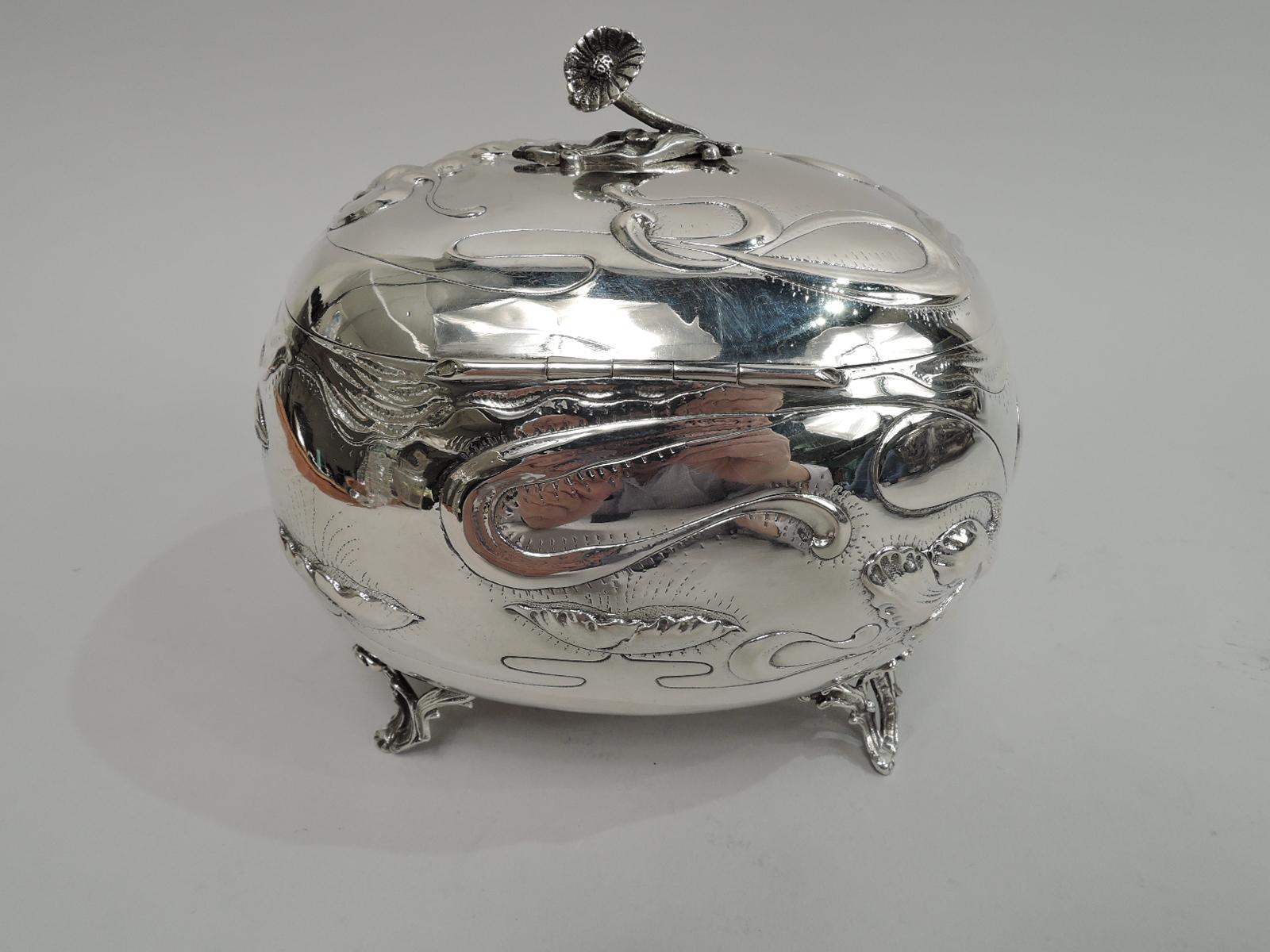 Antique Austrian Art Nouveau Silver Keepsake Casket Box In Excellent Condition In New York, NY