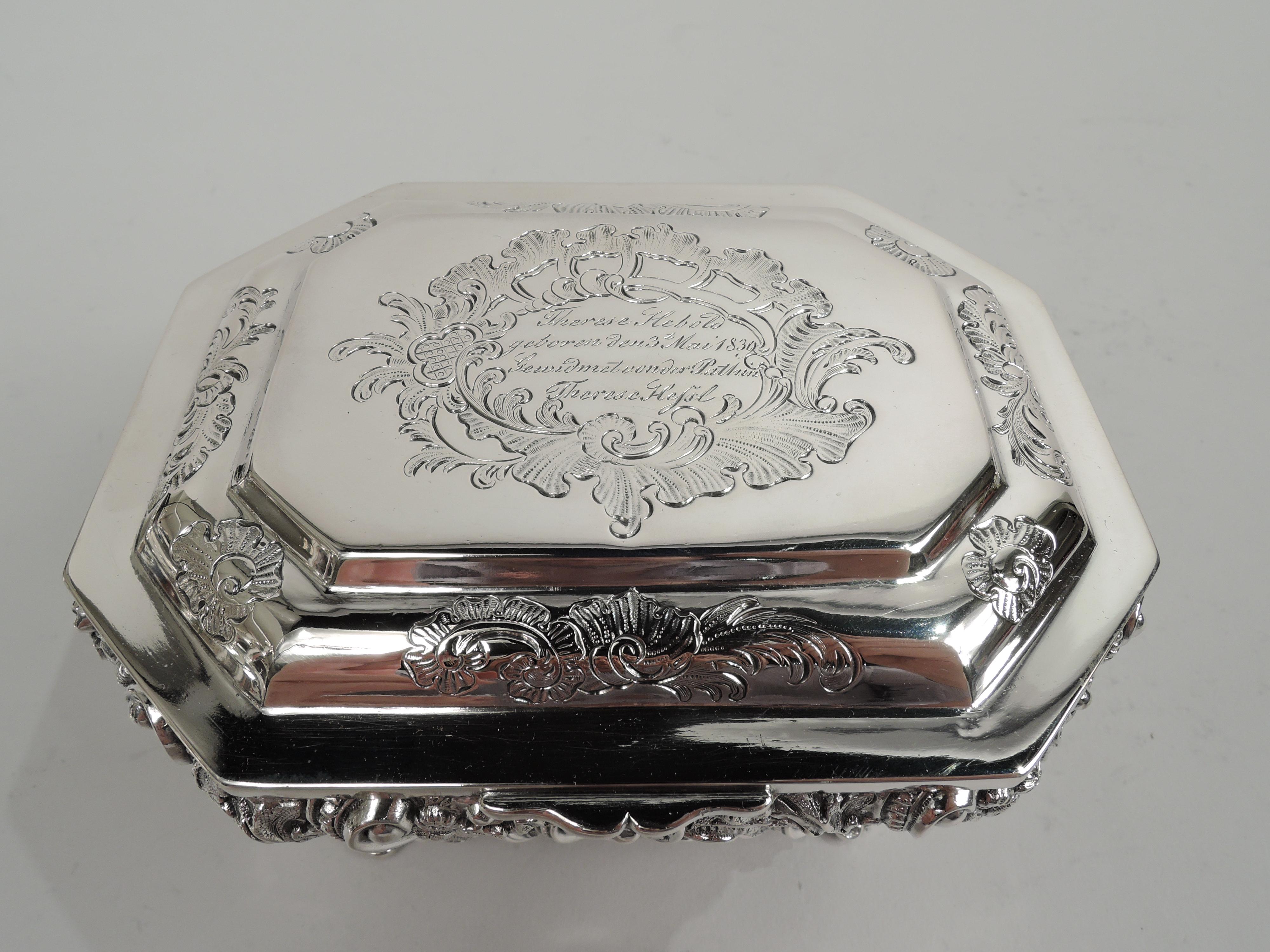 Mid-19th Century Antique Austrian Biedermeier Classical Silver Keepsake Casket Box