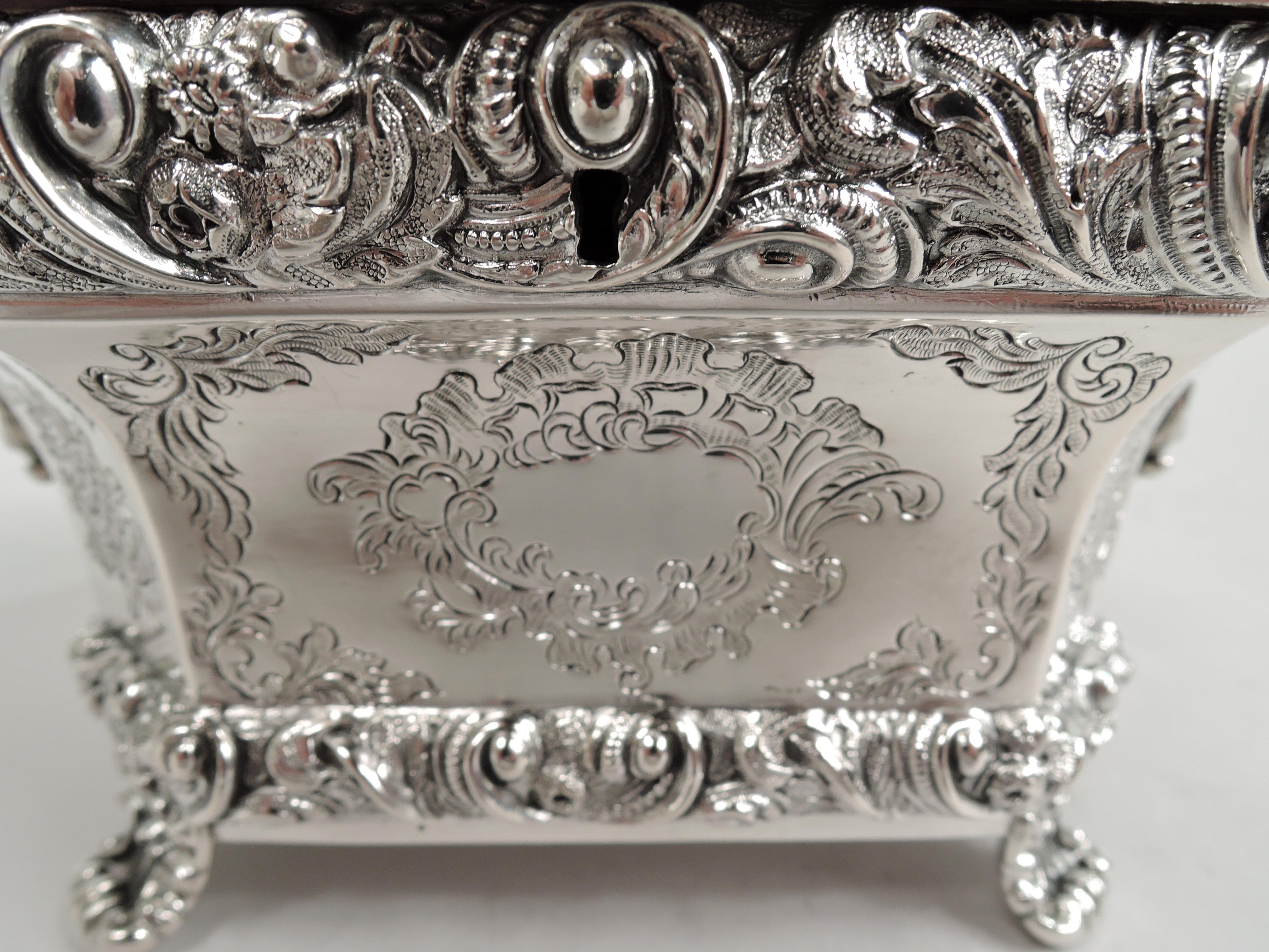 Antique Austrian Biedermeier Classical Silver Keepsake Casket Box 1