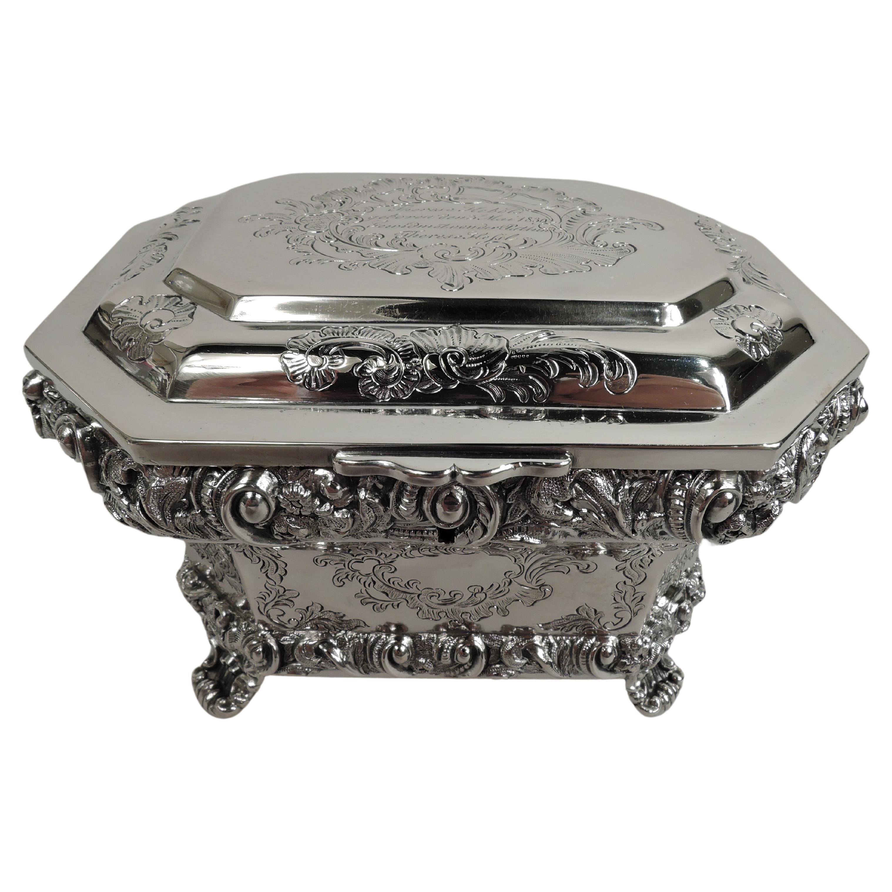 Antique Austrian Biedermeier Classical Silver Keepsake Casket Box