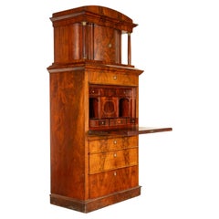 Antique Austrian Biedermeier Mahogany Secretary Desk Tabernacle Cabinet 1820