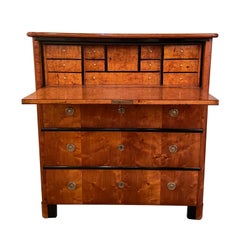 Antique Austrian Biedermeier Secretary, Bird's Eye Maple