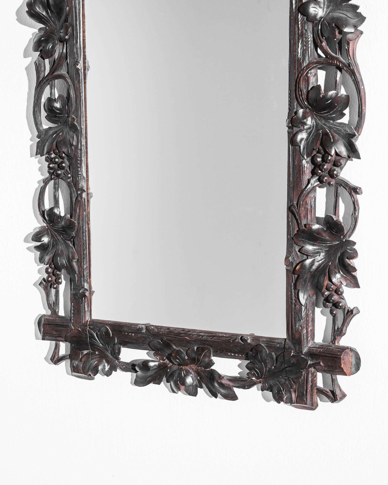 Antique Austrian Black Forest Carved Mirror 1