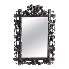 Antique Austrian Black Forest Carved Mirror