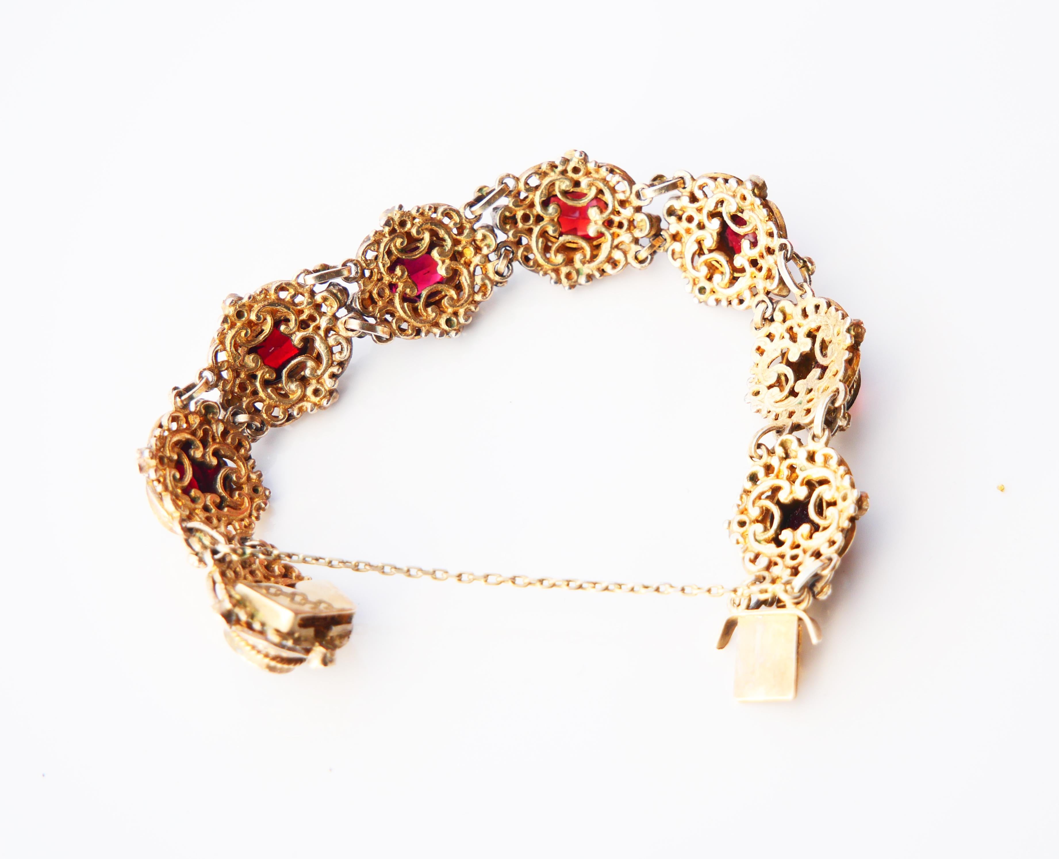 Antique Austrian Bohemian Bracelet Garnets Seed Pearls Enamel / 18cm / 34gr For Sale 2