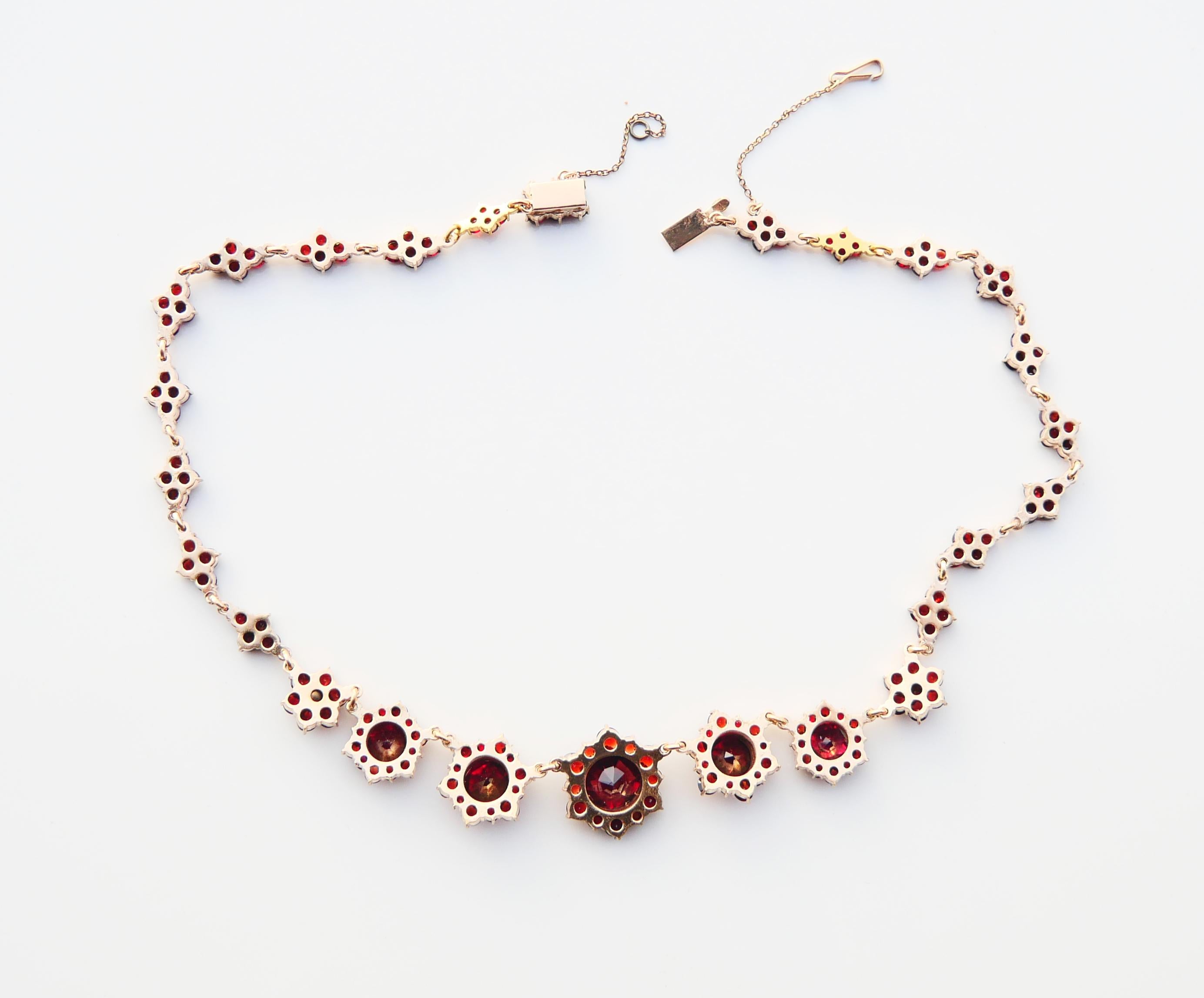 Antique  Necklace Bohemian Garnets Gilt Silver / 39 cm / 21 gr. For Sale 5