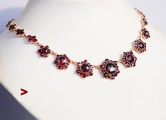 Antique Collier Bohemian Garnets Gilt Silver / 39 cm / 21 gr.