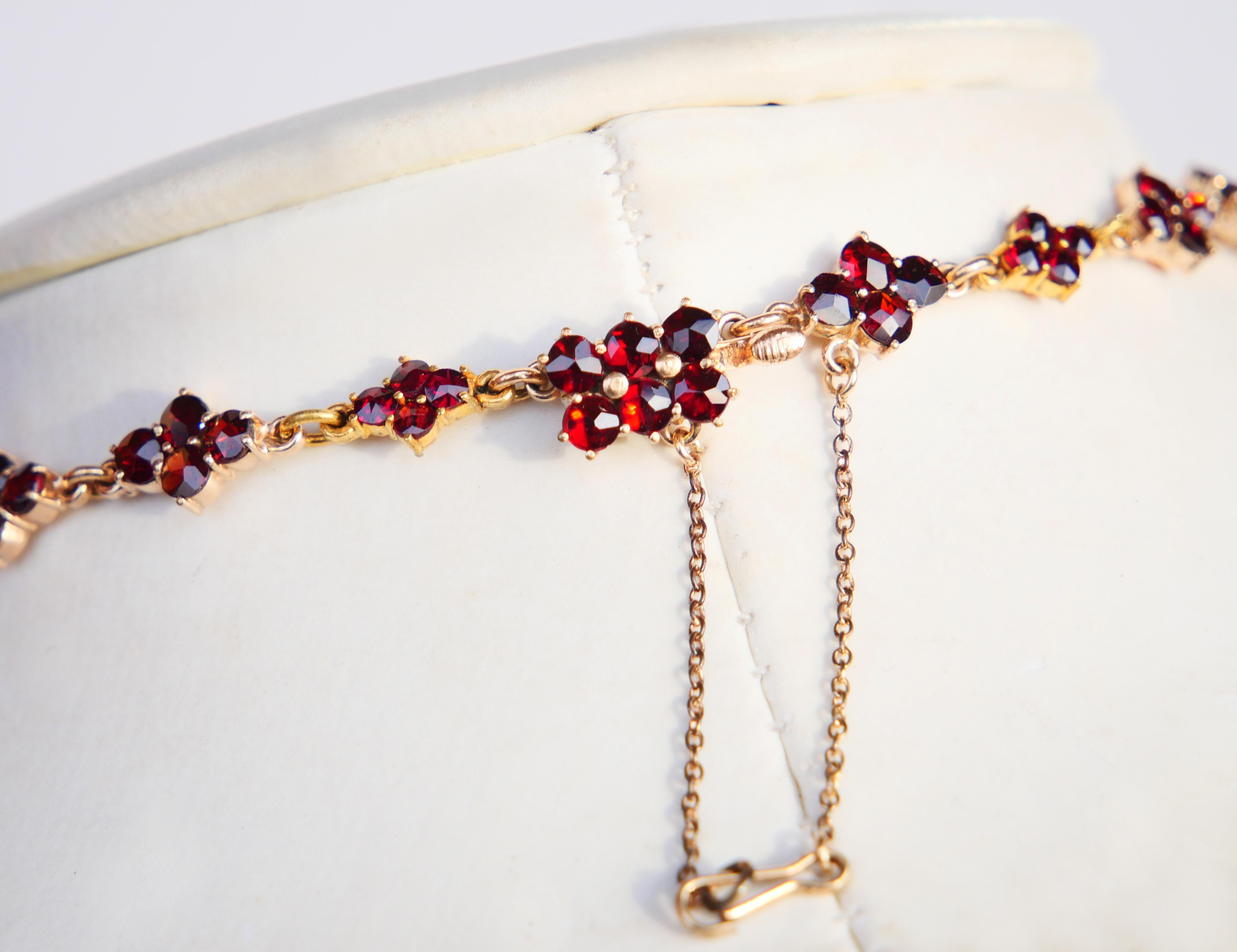 Antique  Necklace Bohemian Garnets Gilt Silver / 39 cm / 21 gr. For Sale 2