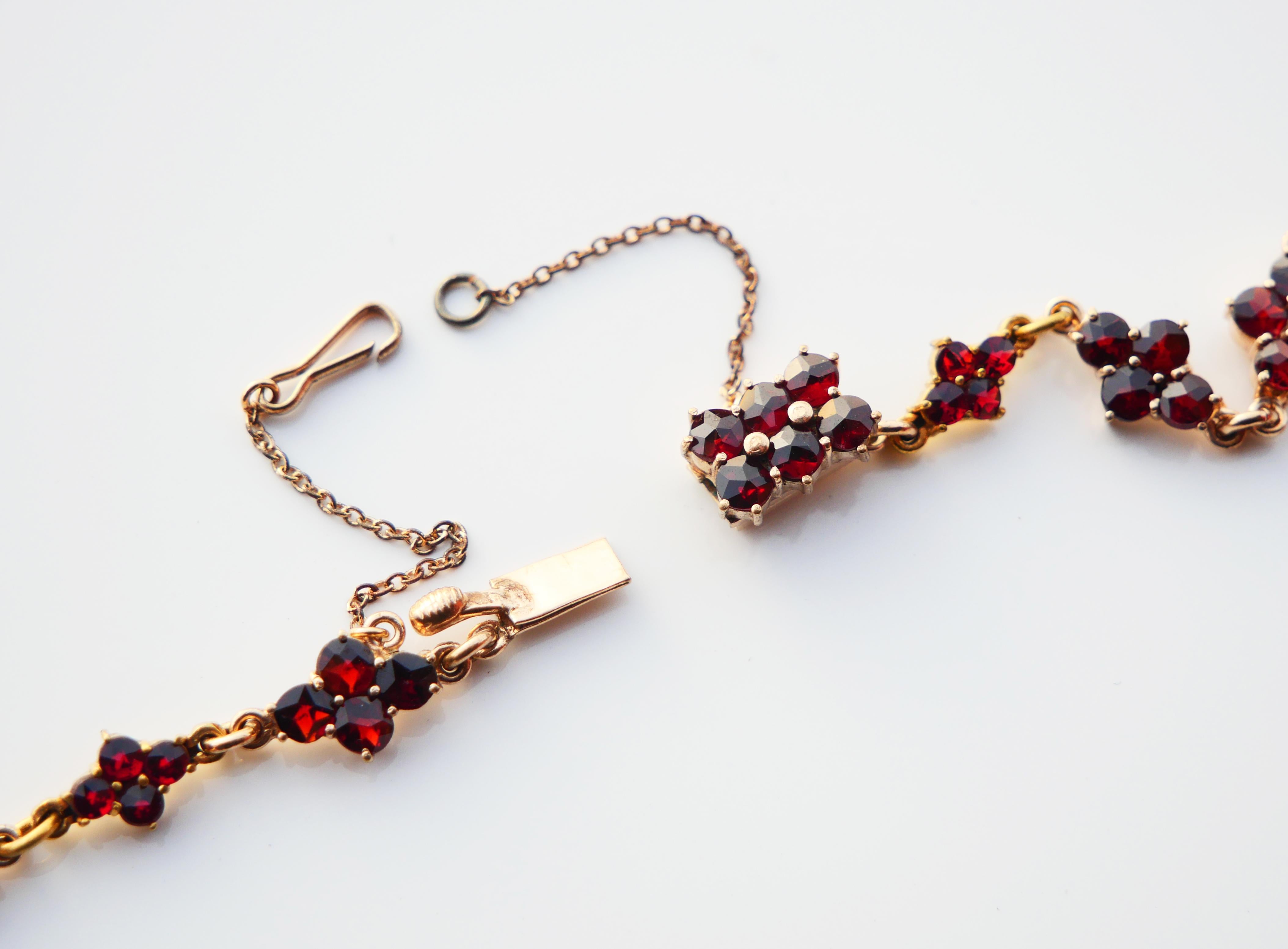 Antique  Necklace Bohemian Garnets Gilt Silver / 39 cm / 21 gr. For Sale 3