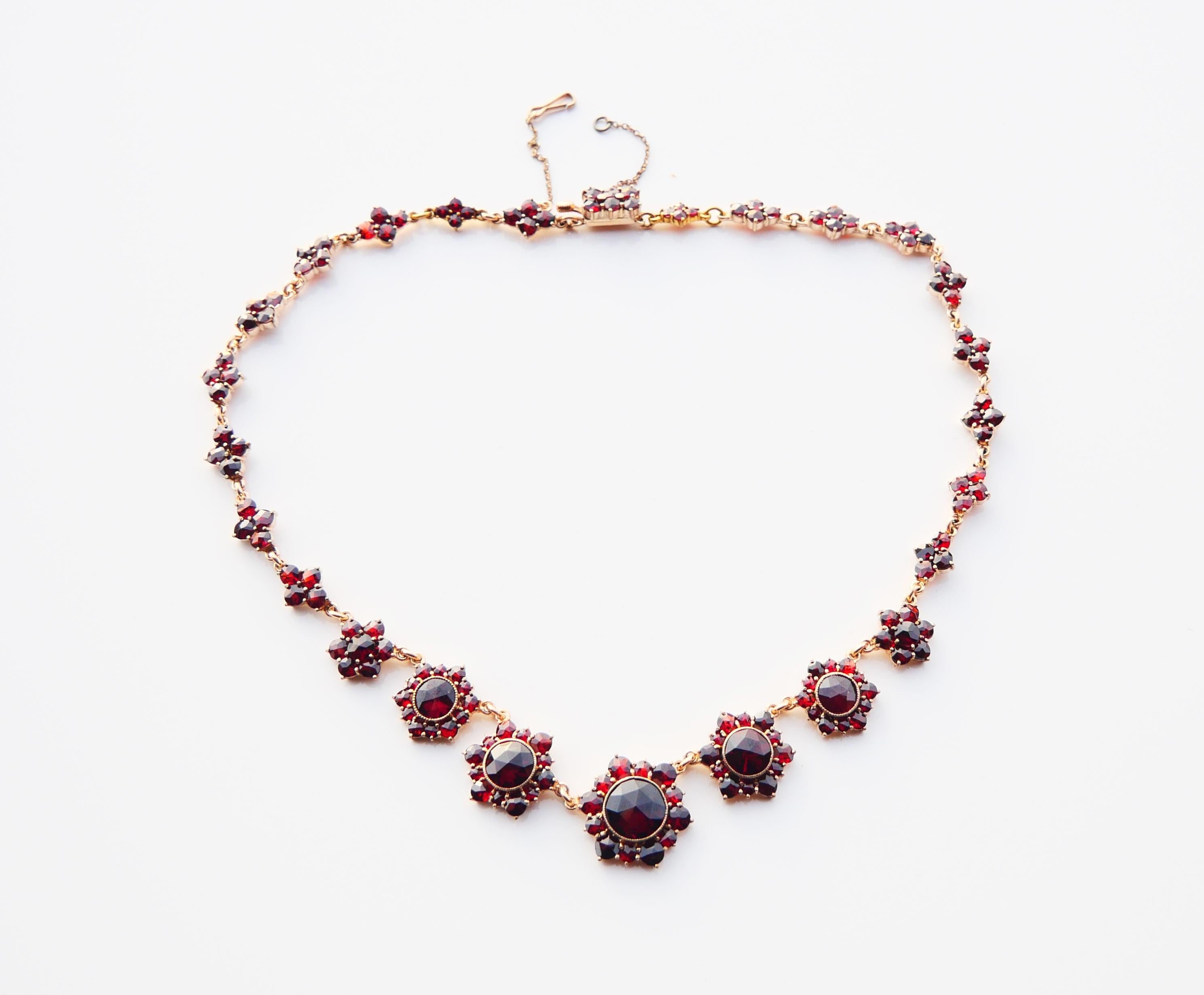 Antique  Necklace Bohemian Garnets Gilt Silver / 39 cm / 21 gr. For Sale 4