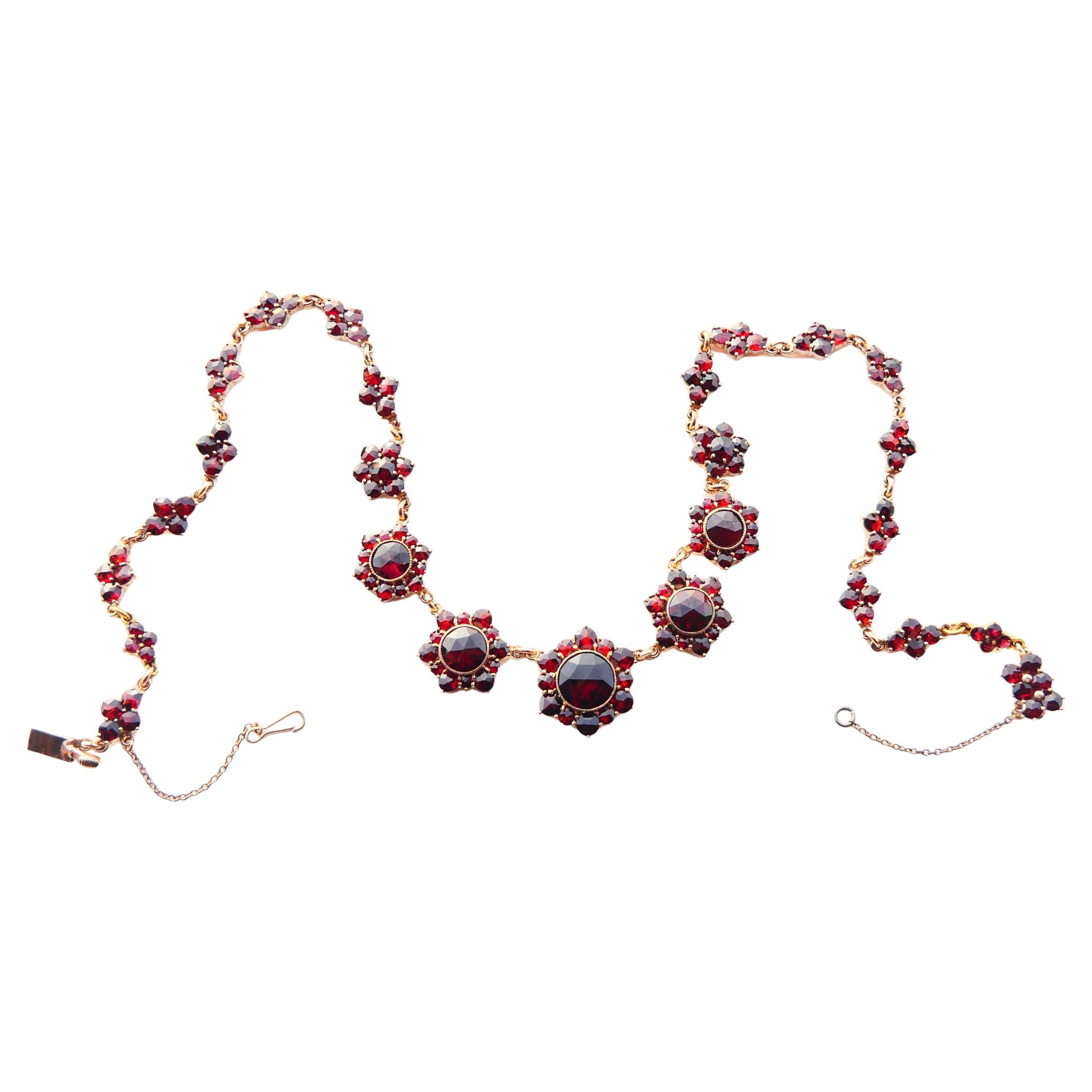Antique  Necklace Bohemian Garnets Gilt Silver / 39 cm / 21 gr.