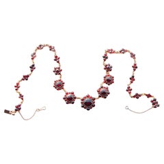 Antique  Necklace Bohemian Garnets Gilt Silver / 39 cm / 21 gr.