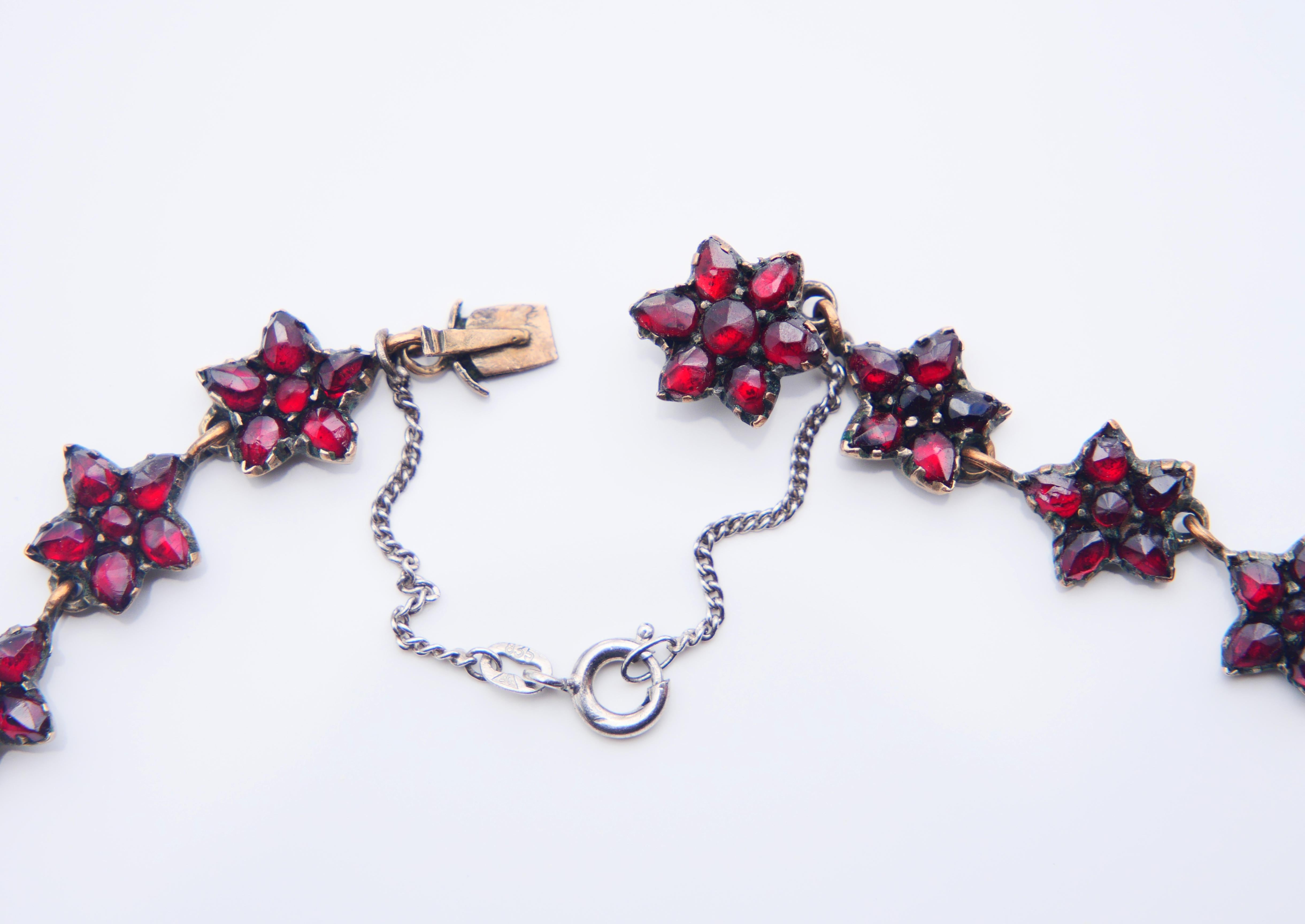 Collier Bohémien Autrichien Ancien Garnets Gilt Silver / 40.5cm / 23gr. en vente 5