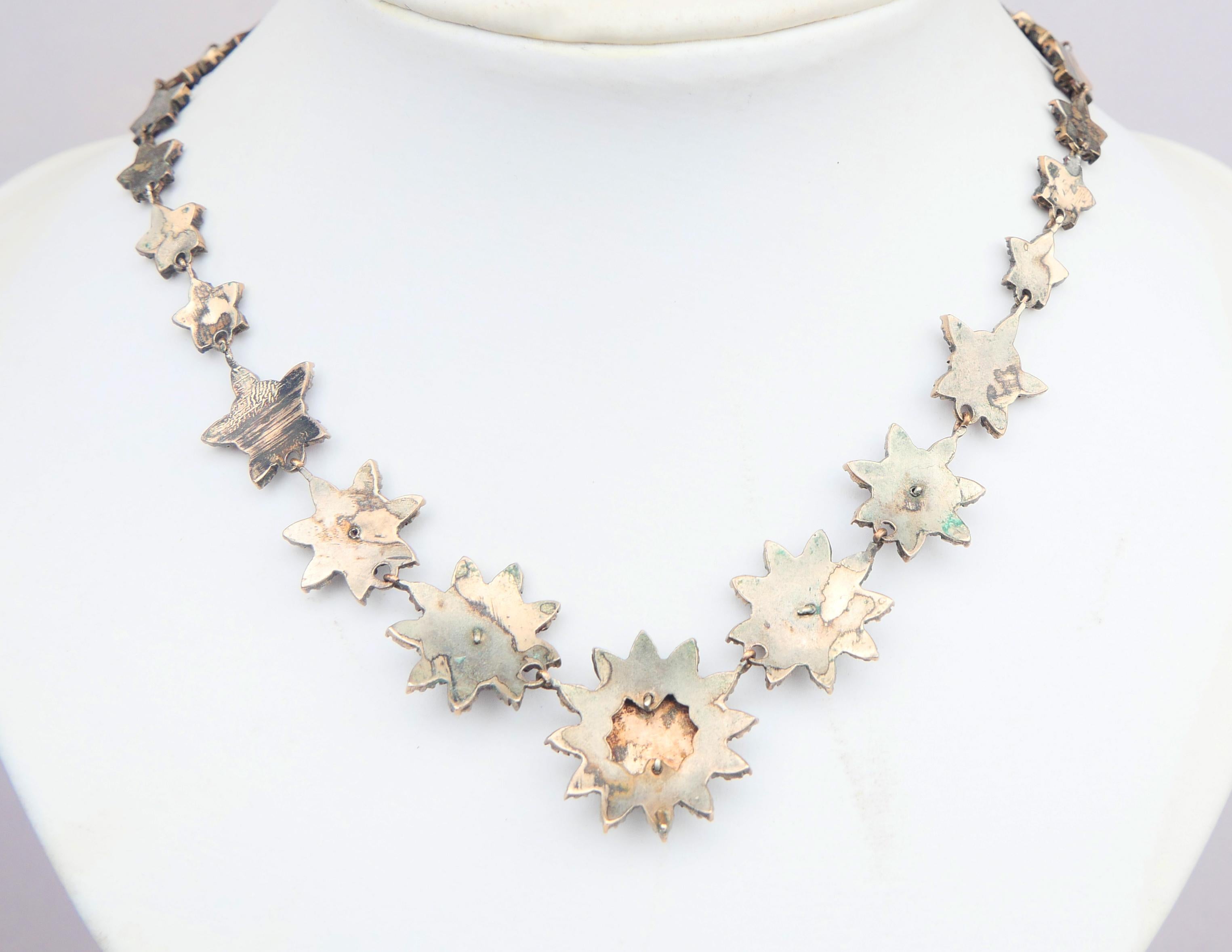 Taille rose Collier Bohémien Autrichien Ancien Garnets Gilt Silver / 40.5cm / 23gr. en vente