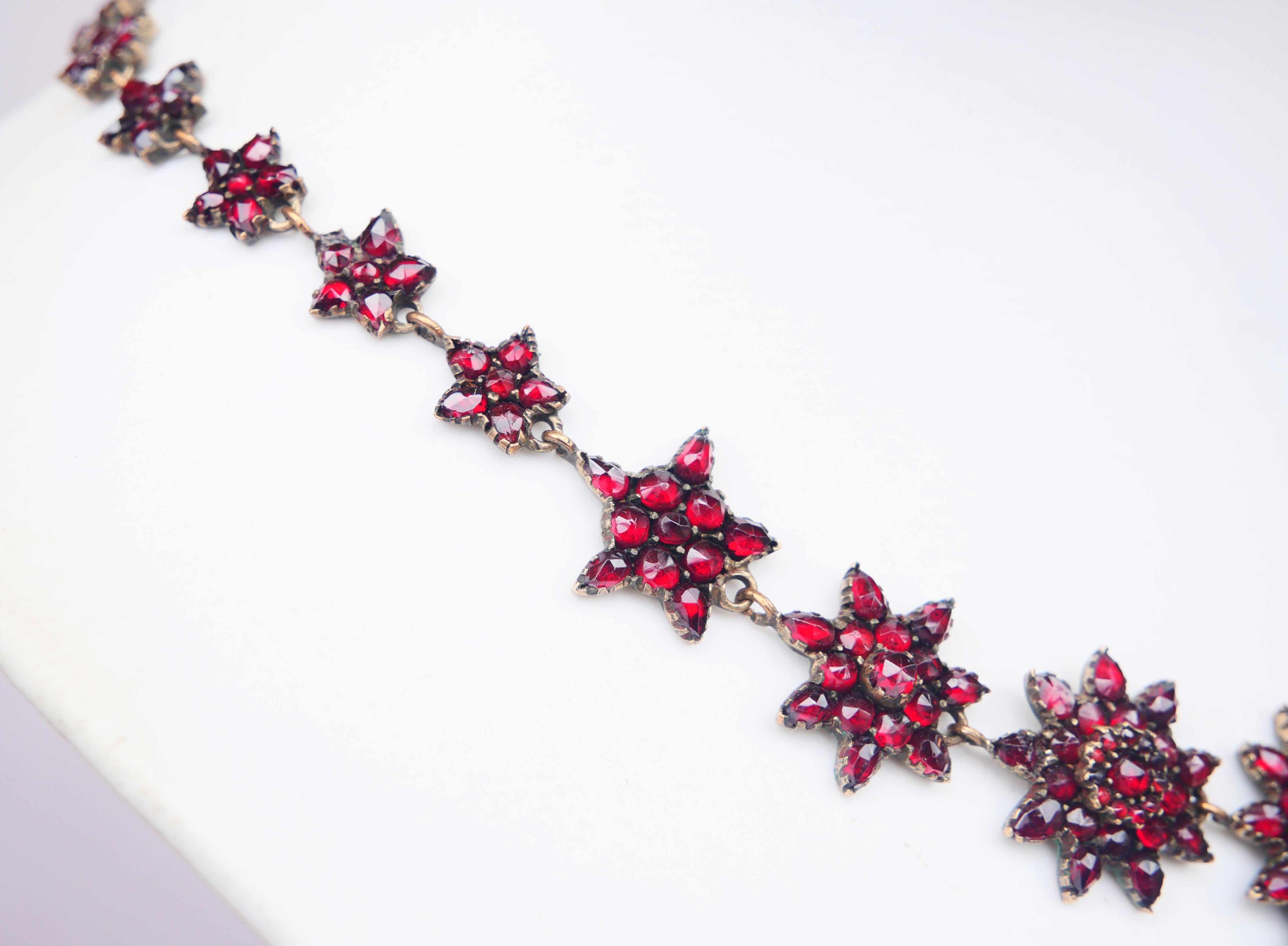 Collier Bohémien Autrichien Ancien Garnets Gilt Silver / 40.5cm / 23gr. en vente 1