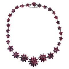 Antique Austrian Bohemian Necklace Garnets Gilt Silver / 40.5cm / 23gr.