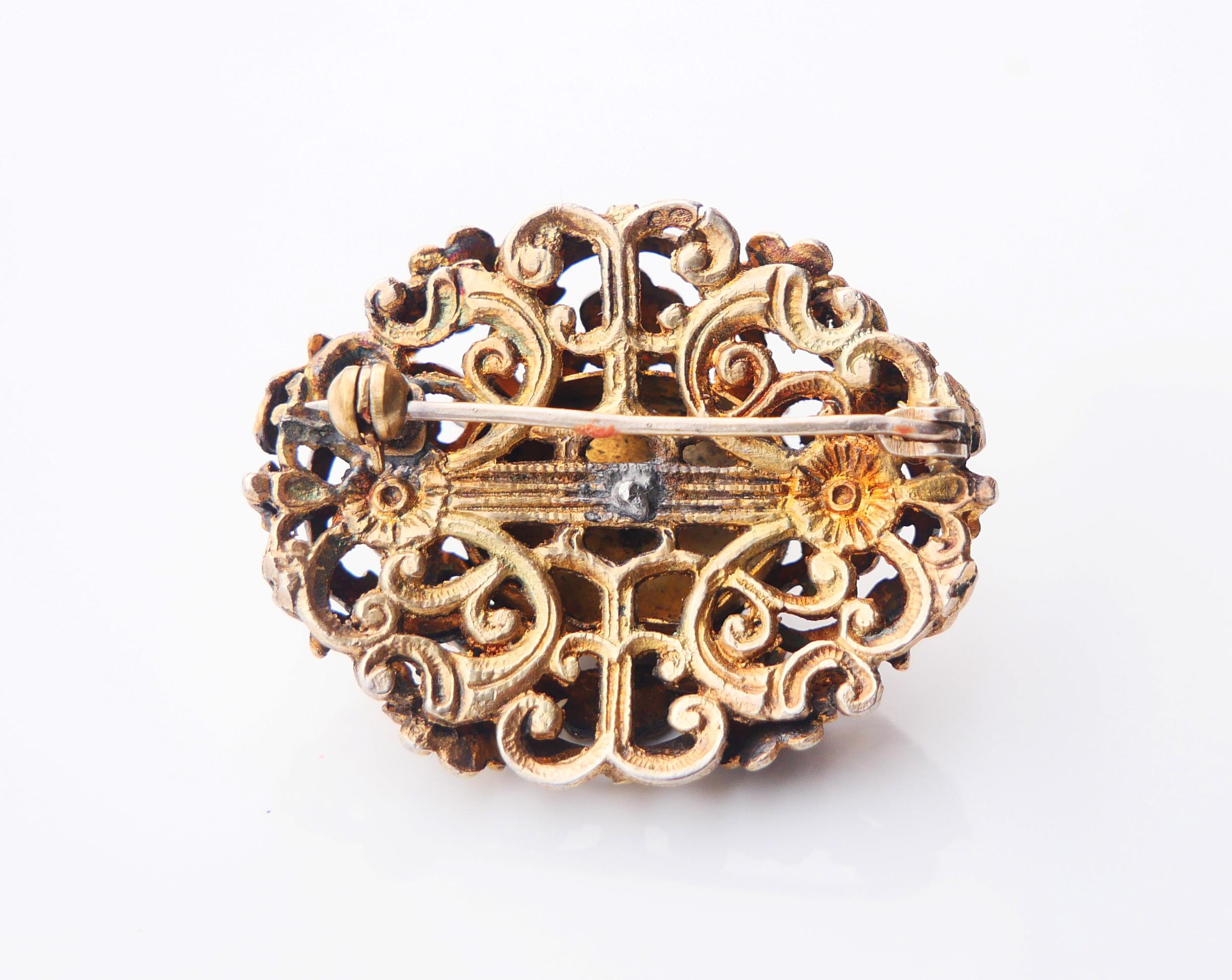 Antique Austrian Bracelet + Brooch 50ctw Turquoise Pearls Gilt Silver 18cm 52gr For Sale 10