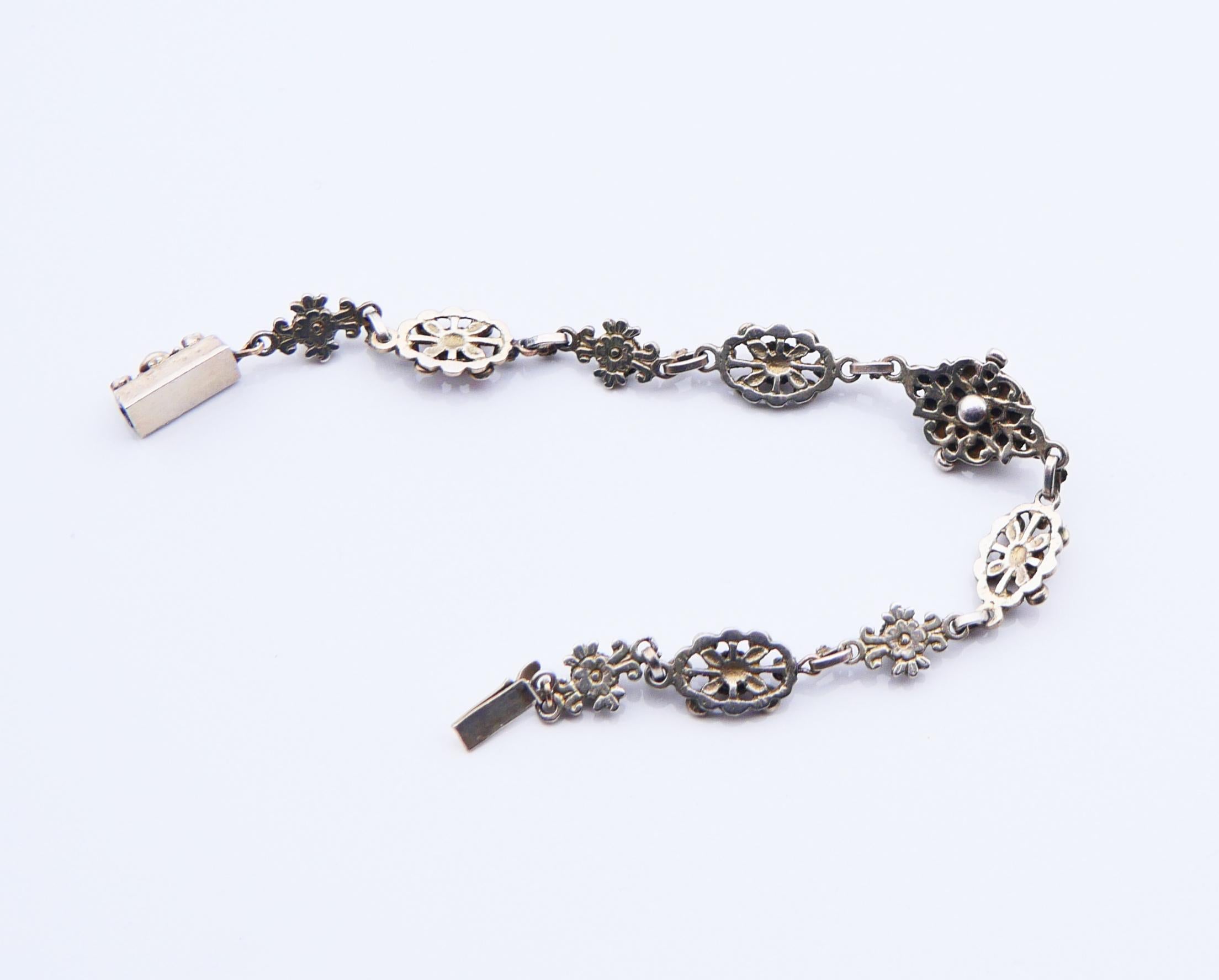 Women's Antique Austrian Bracelet natural Red Coral Seed Pearls Gilt Silver / 12gr For Sale
