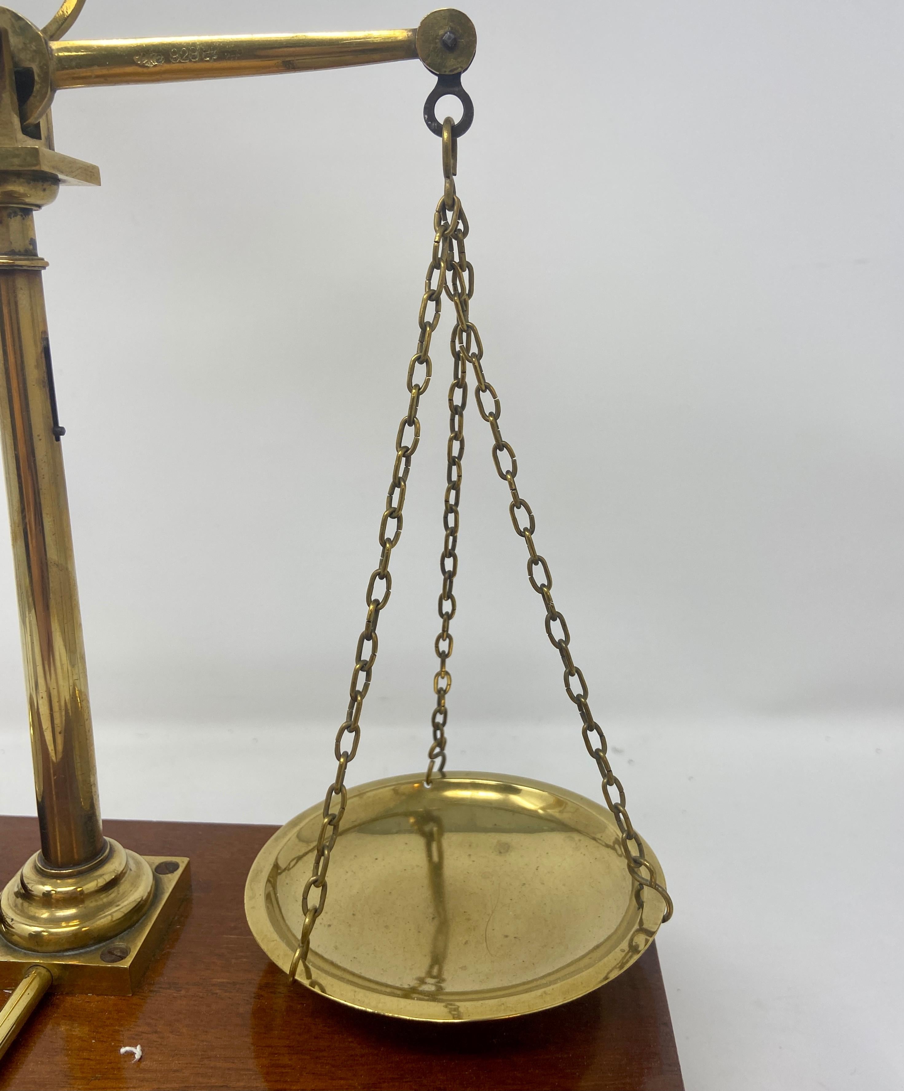 19th Century Antique Austrian Brass Apothecary Scale by 