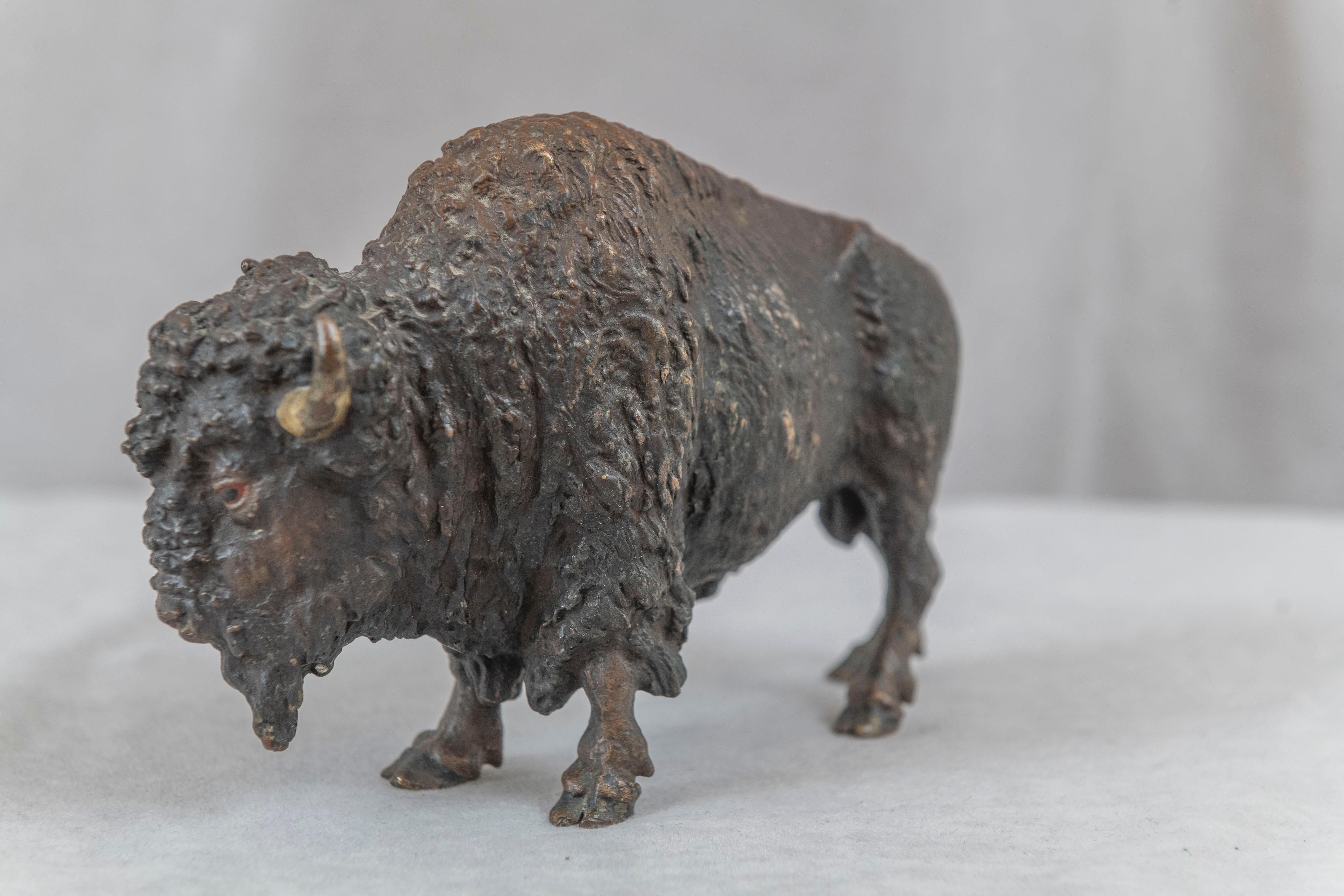 Cast Antique Austrian Bronze Bison, Attributed to Kauba, ca. 1910 For Sale
