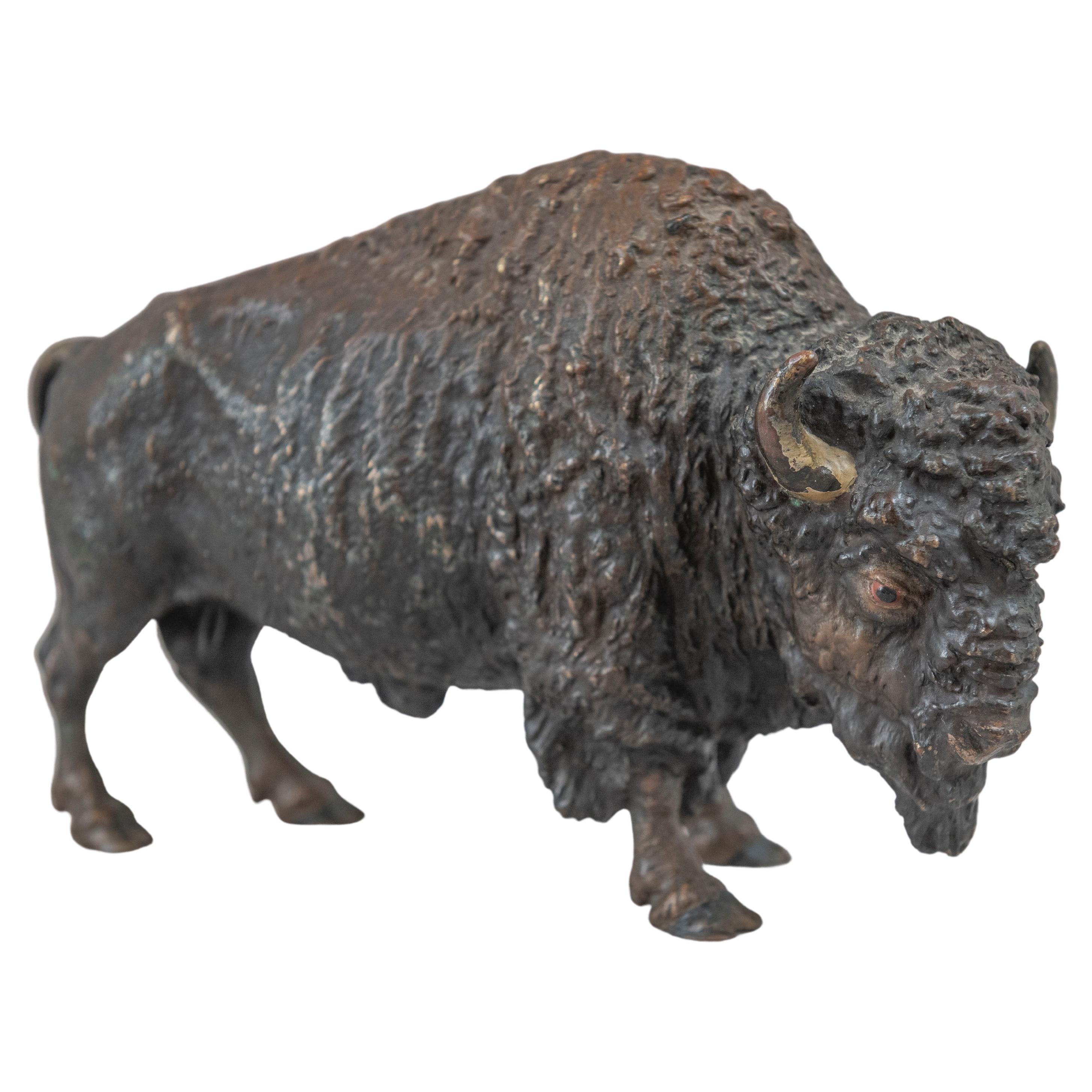 Antiguo bisonte austriaco de bronce, atribuido a Kauba, ca. 1910