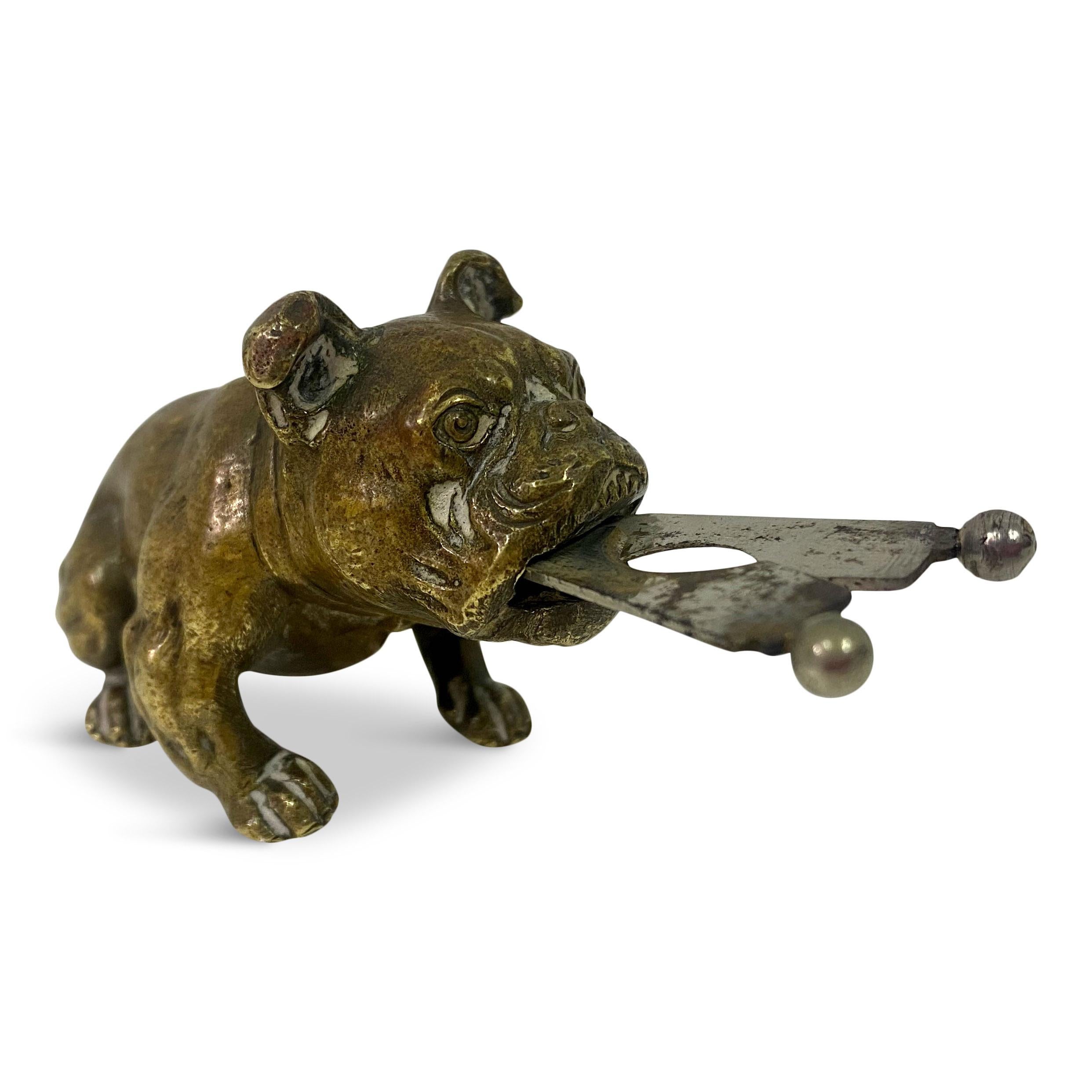 Antique Austrian Bronze Bulldog Cigar Cutter 5