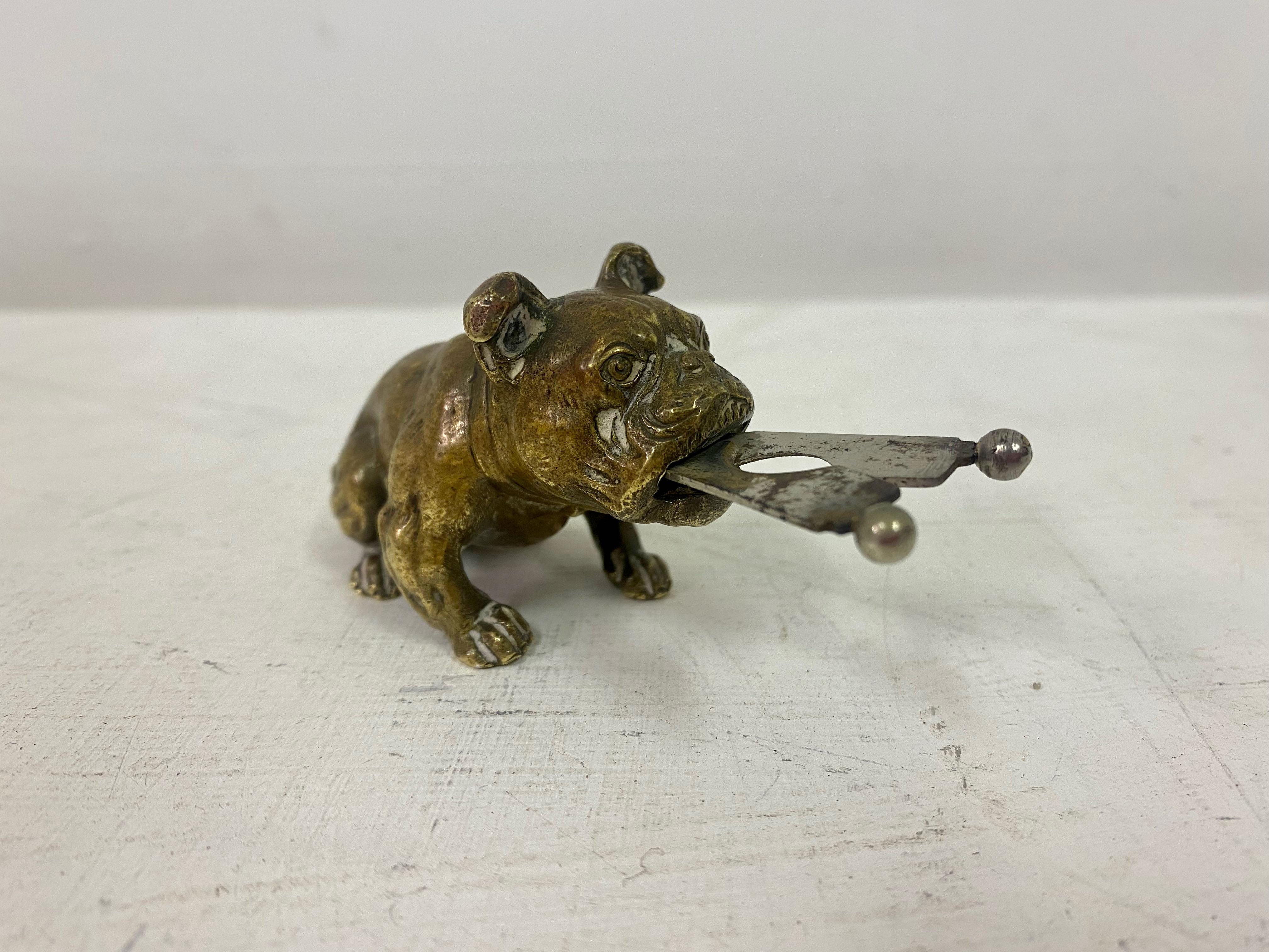 Antique Austrian Bronze Bulldog Cigar Cutter 2