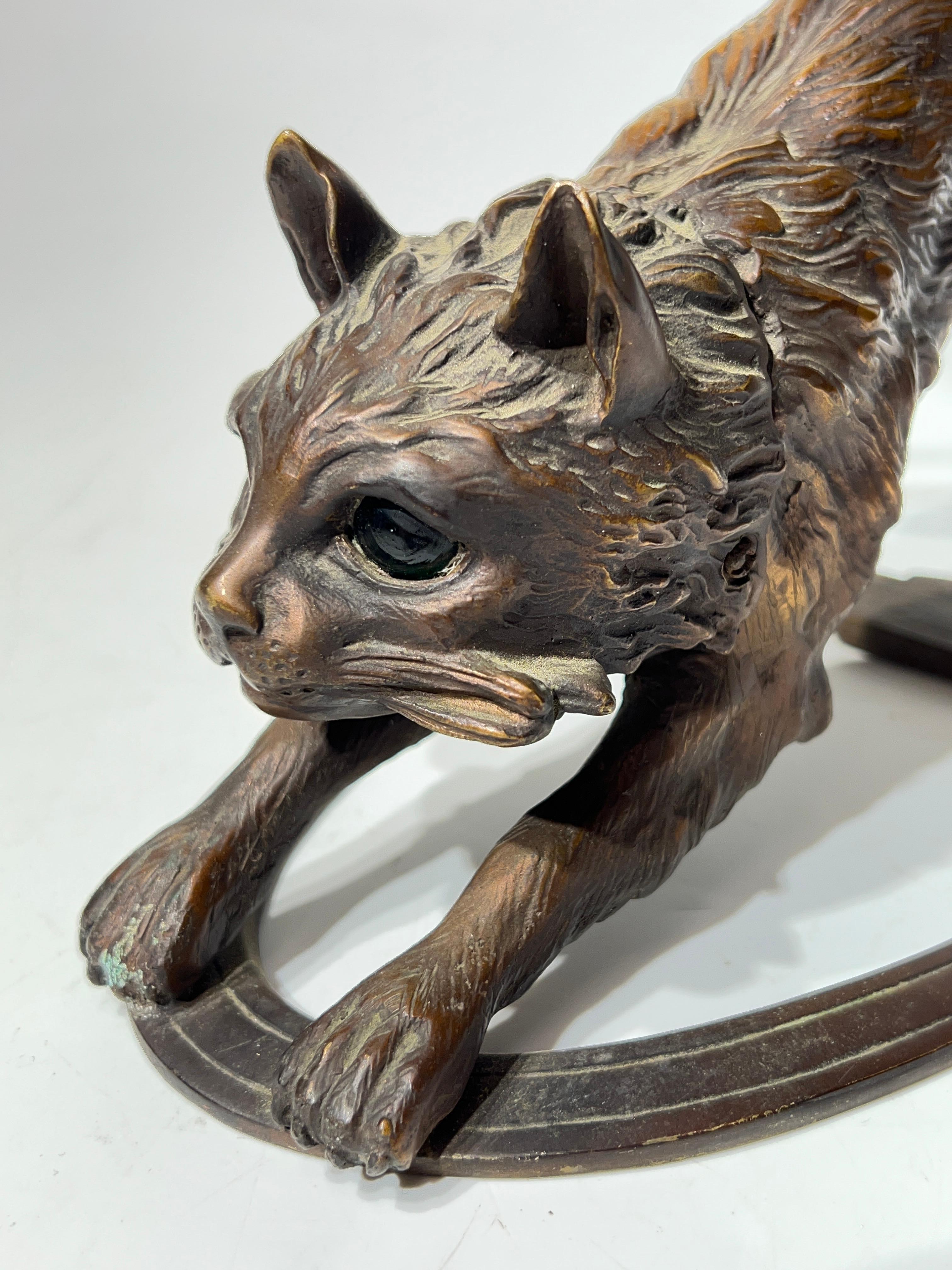 Antique Austrian Bronze Cat-Form Table Lamp For Sale 2