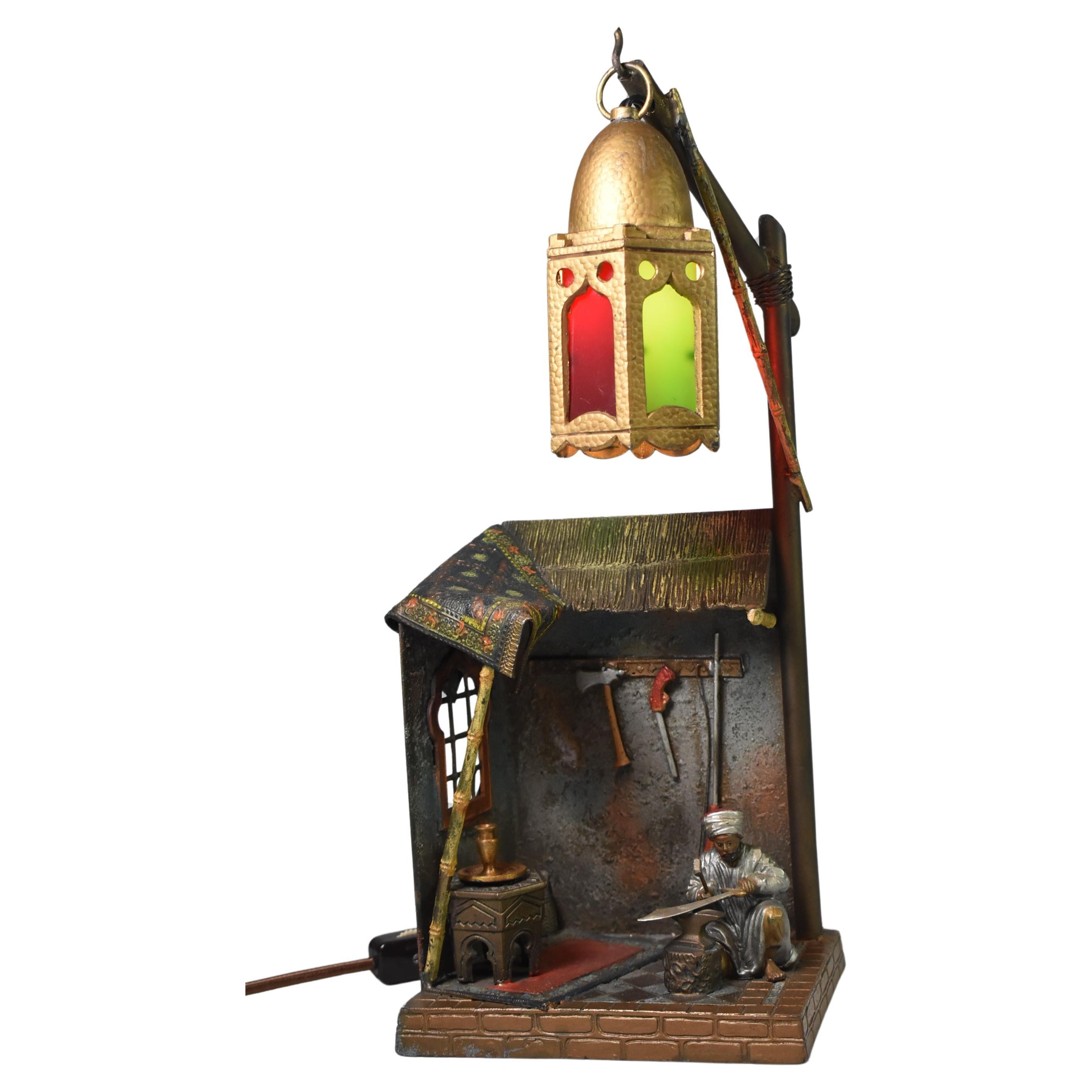 Lampe de table autrichienne ancienne en bronze dans le style de Bergman en vente