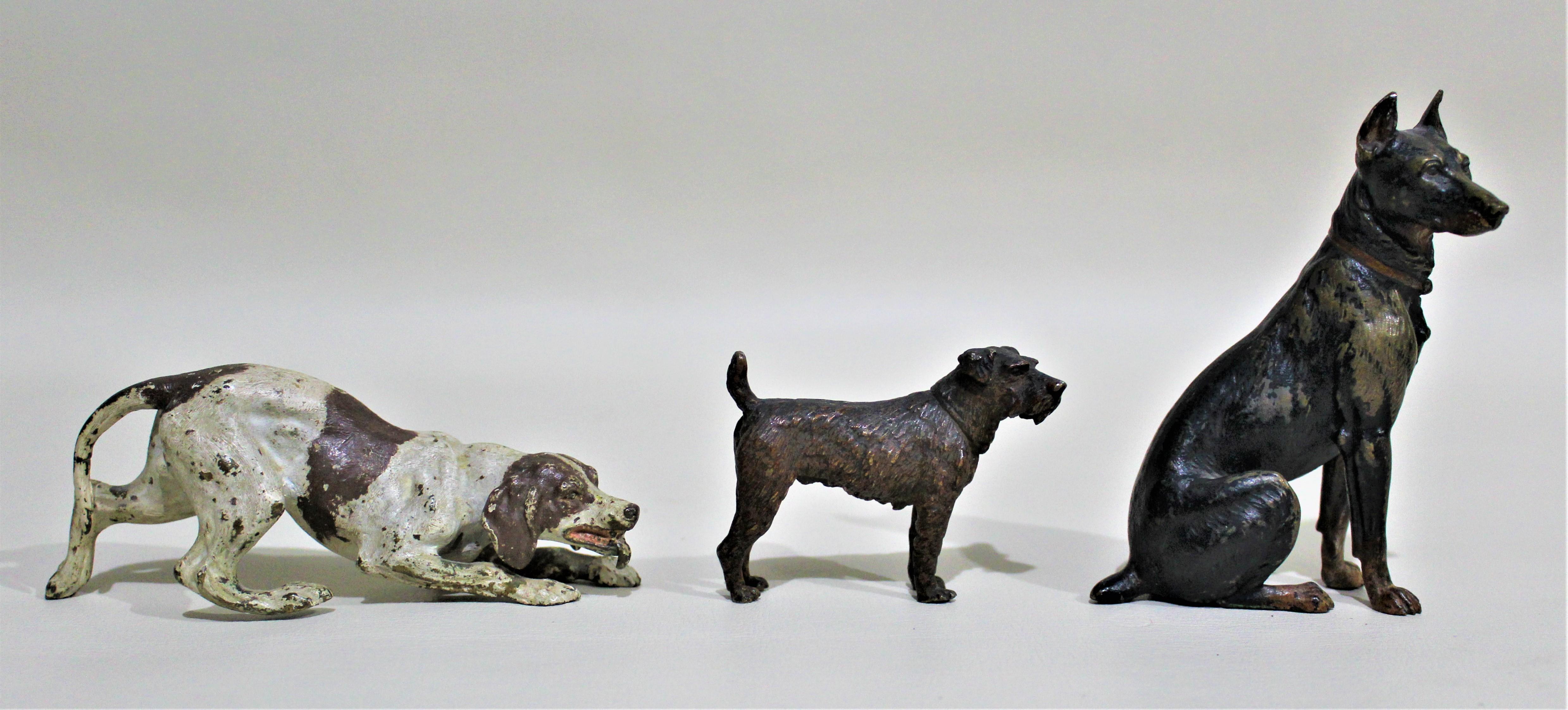 Edwardian Antique Austrian Cast and Cold Painted Bronze Miniatures Dog Canine Figurine Lot