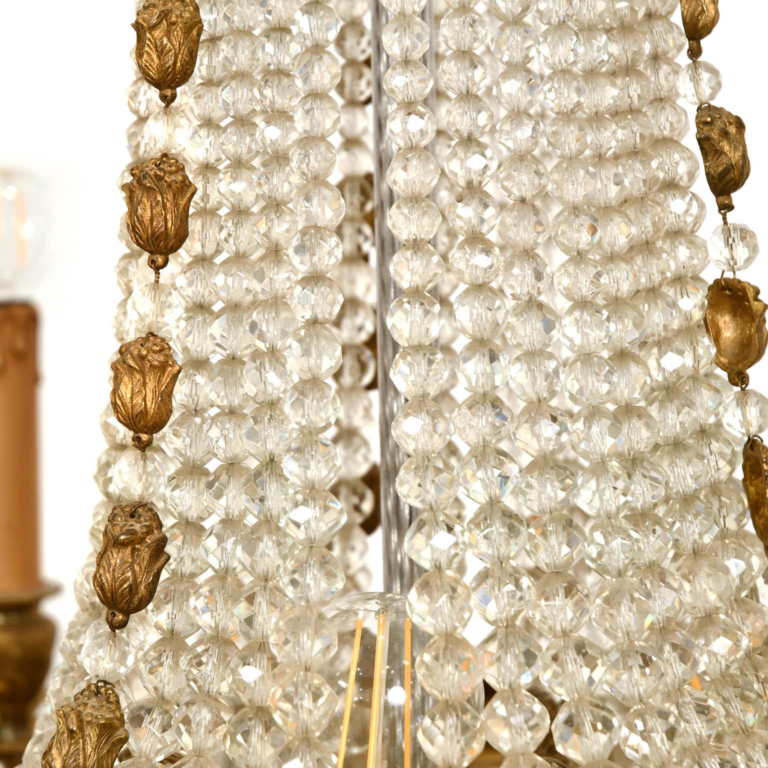 Antique Austrian Chandelier ceiling Candelabra Empire Style Brass Crystal , 1880 For Sale 5