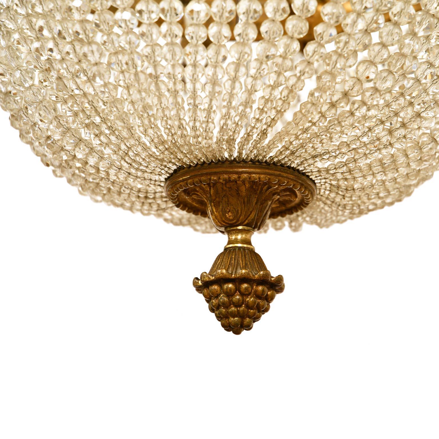 Antique Austrian Chandelier ceiling Candelabra Empire Style Brass Crystal , 1880 For Sale 1
