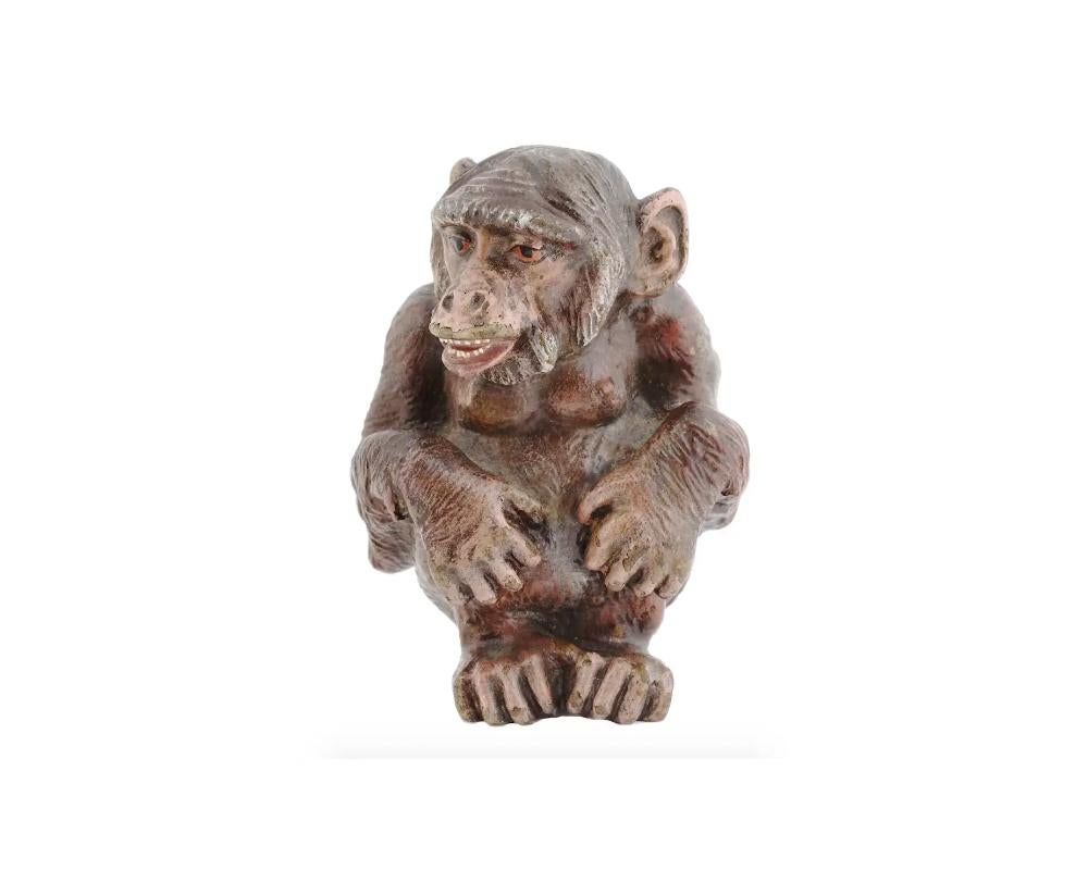 Cold-Painted Antique Austrian Cold Painted Bronze Monkey Figure